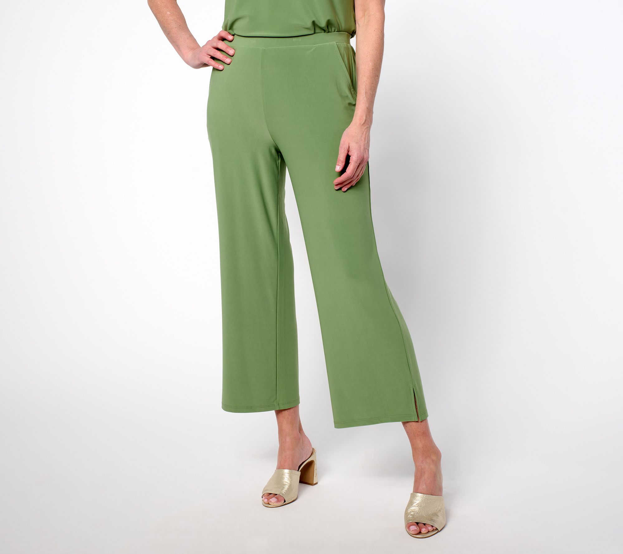 Attitudes by Renee Regular La Roma Jersey Wide Leg Crop Pants