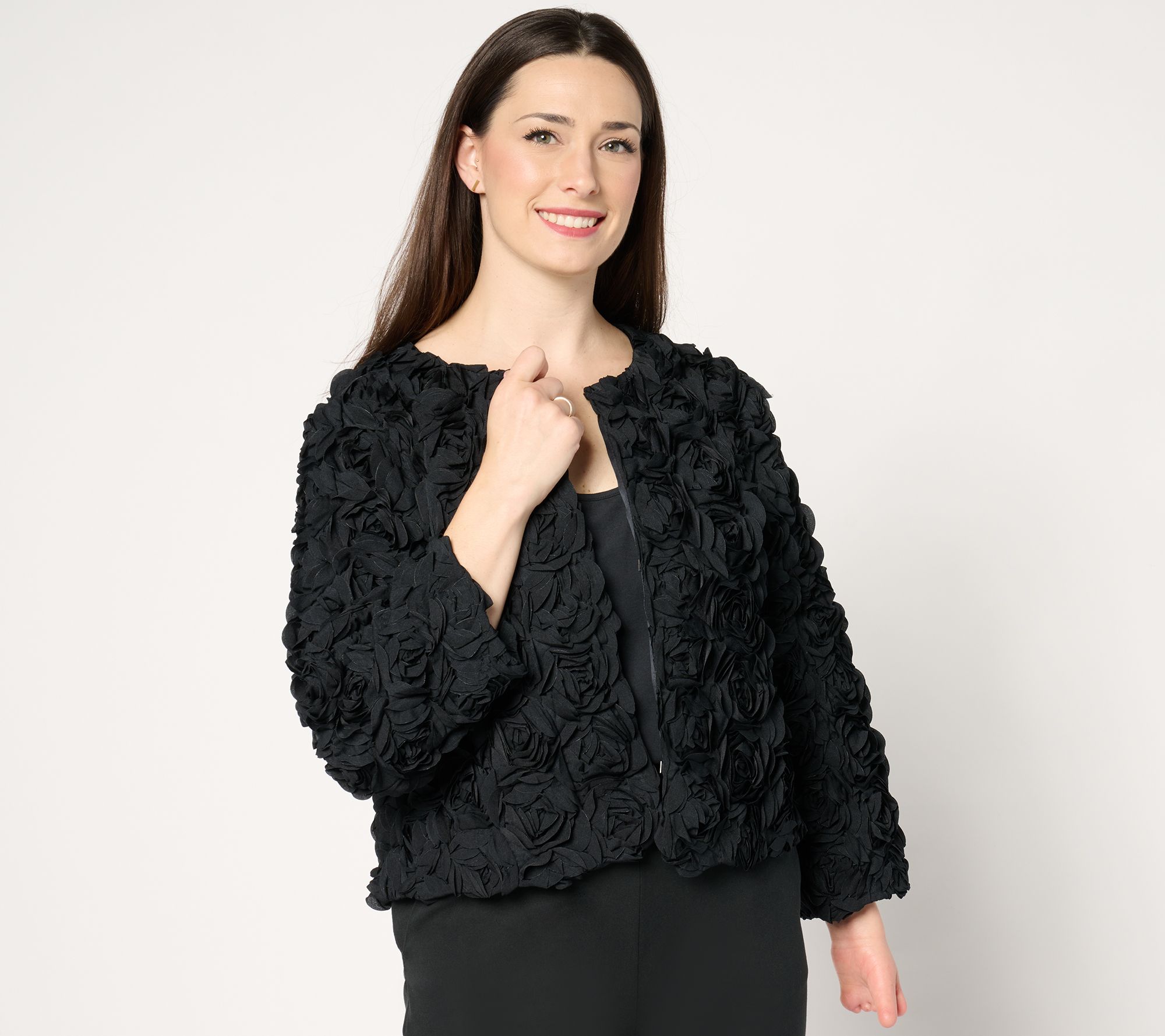 "As Is" Isaac Mizrahi Live! Always Isaac 3D Floral Applique Jacket