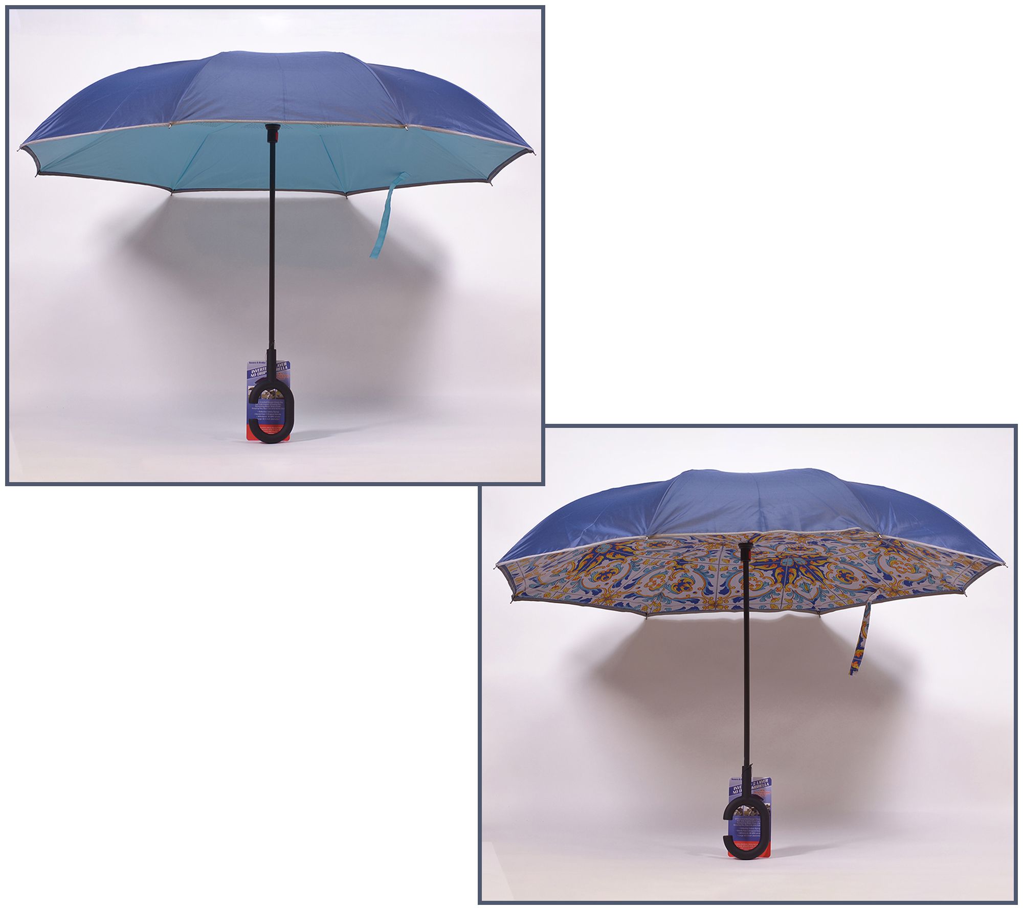 Revers-A-Brella S/2 Inverted Rain Umbrellas With Reflective Stripe