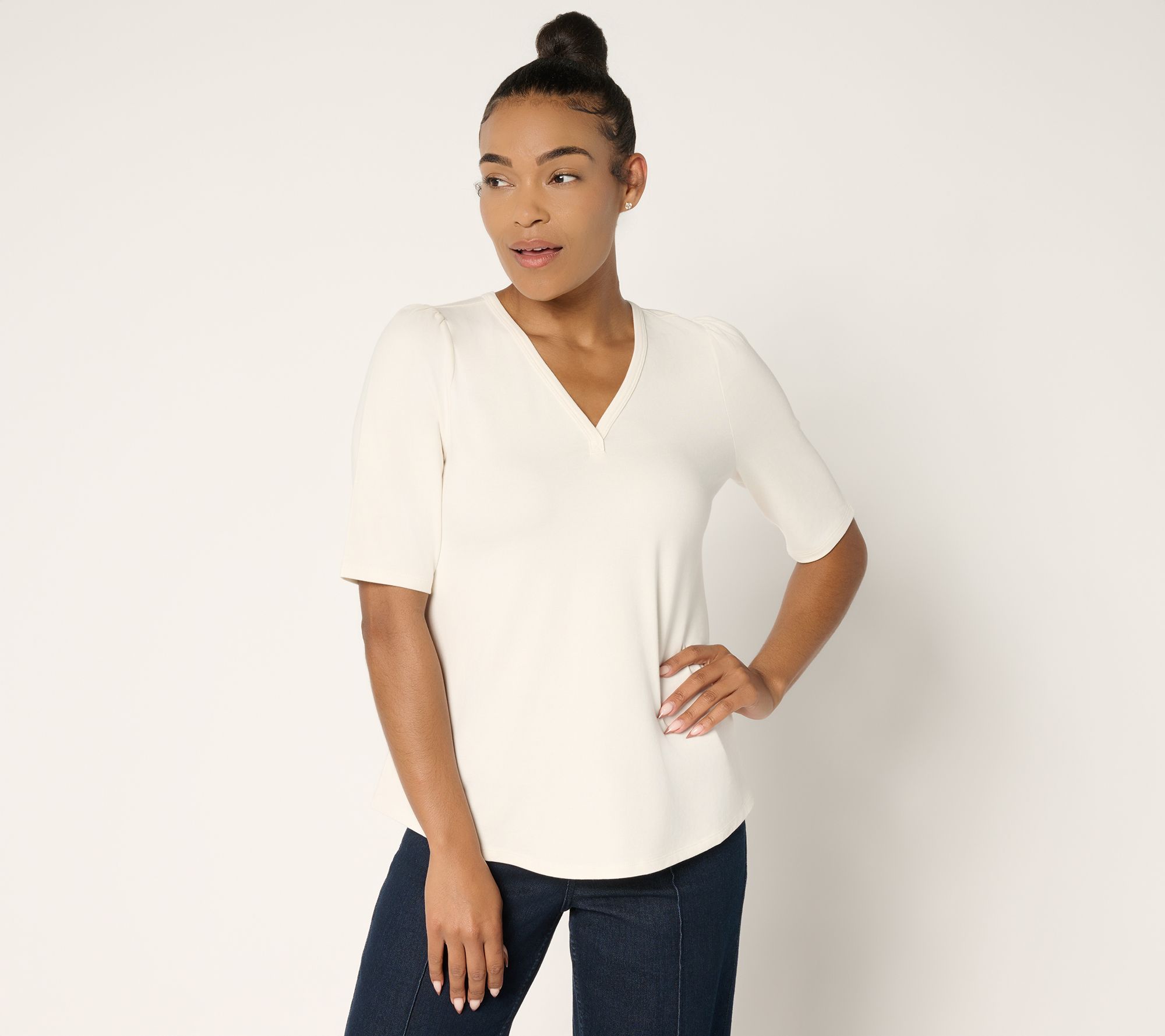 Ree by The Pioneer Woman Essentials Elbow Sleeve Top