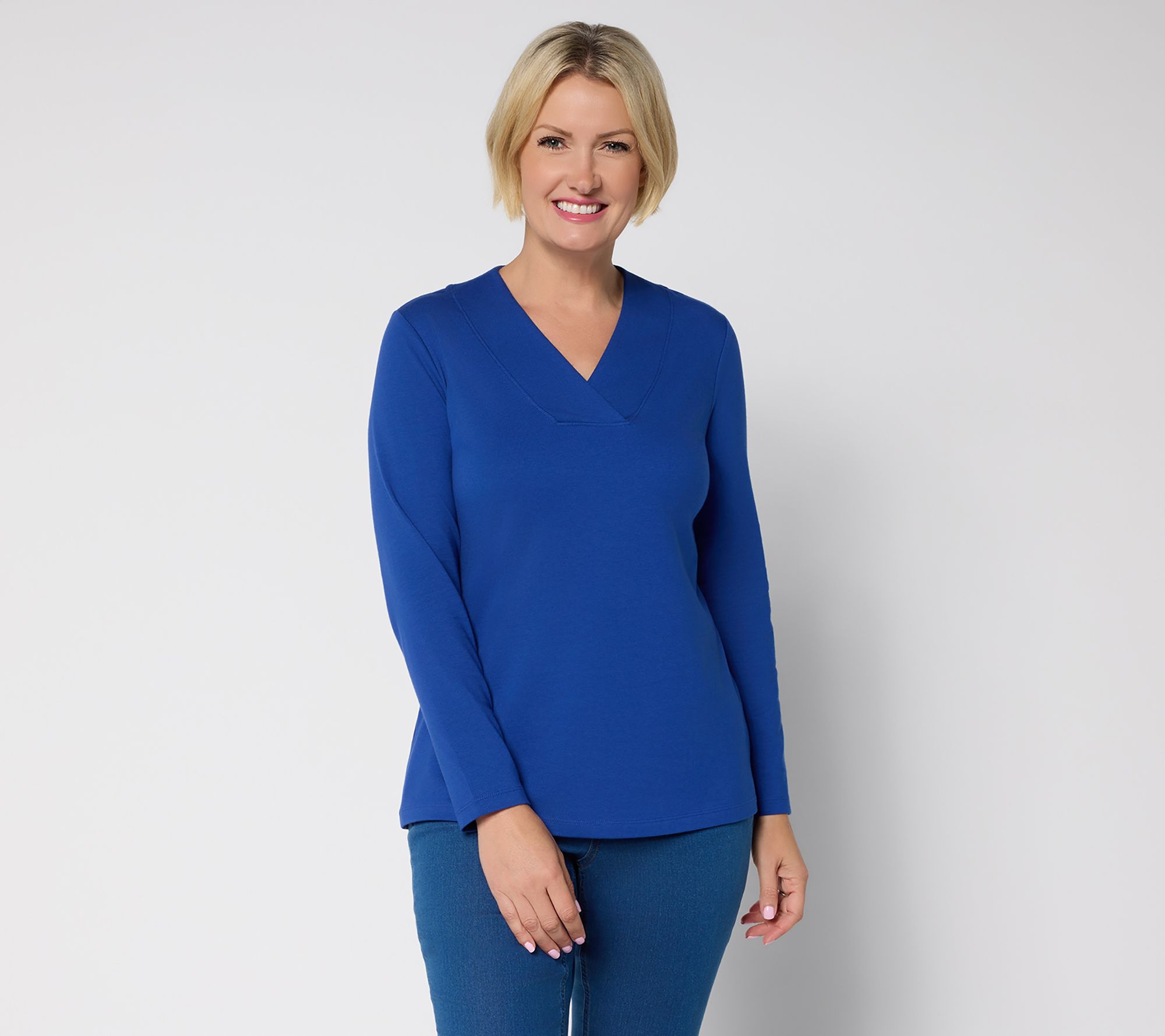 Denim & Co. Essentials Perfect Jersey Crossover V Top