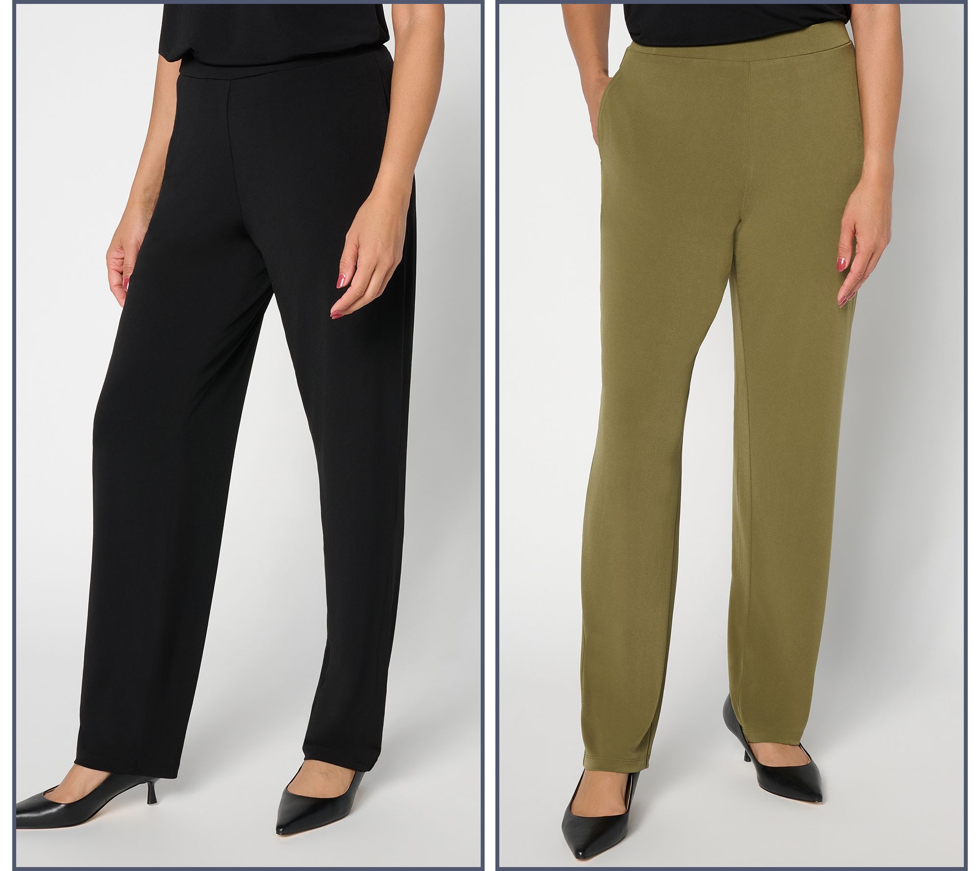 Susan Graver Essentials Petite Set of 2 Liquid Knit Pants