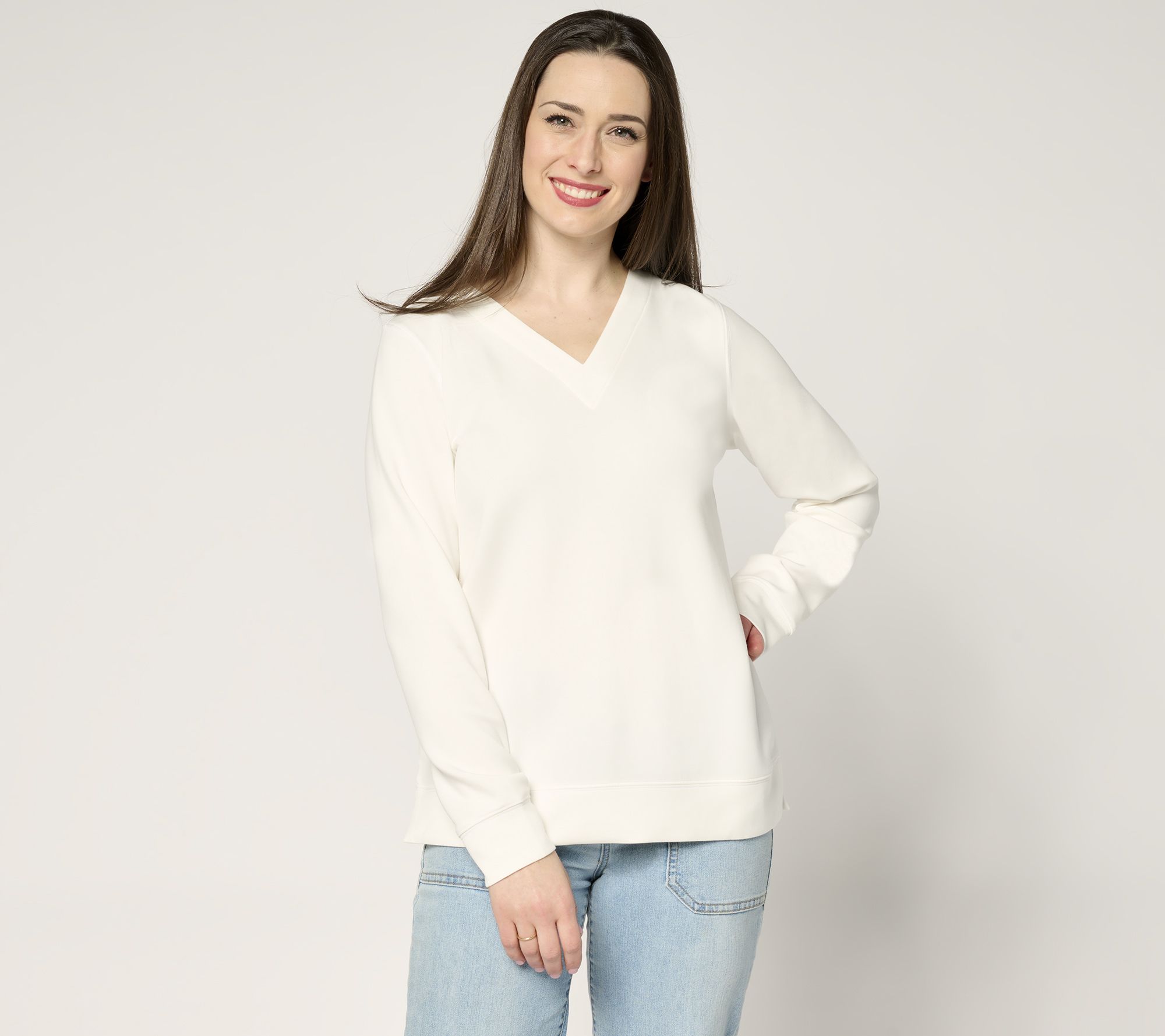 "As Is" Belle by Kim Gravel ScubaLuxe Sunset Hues V Neck Pullover