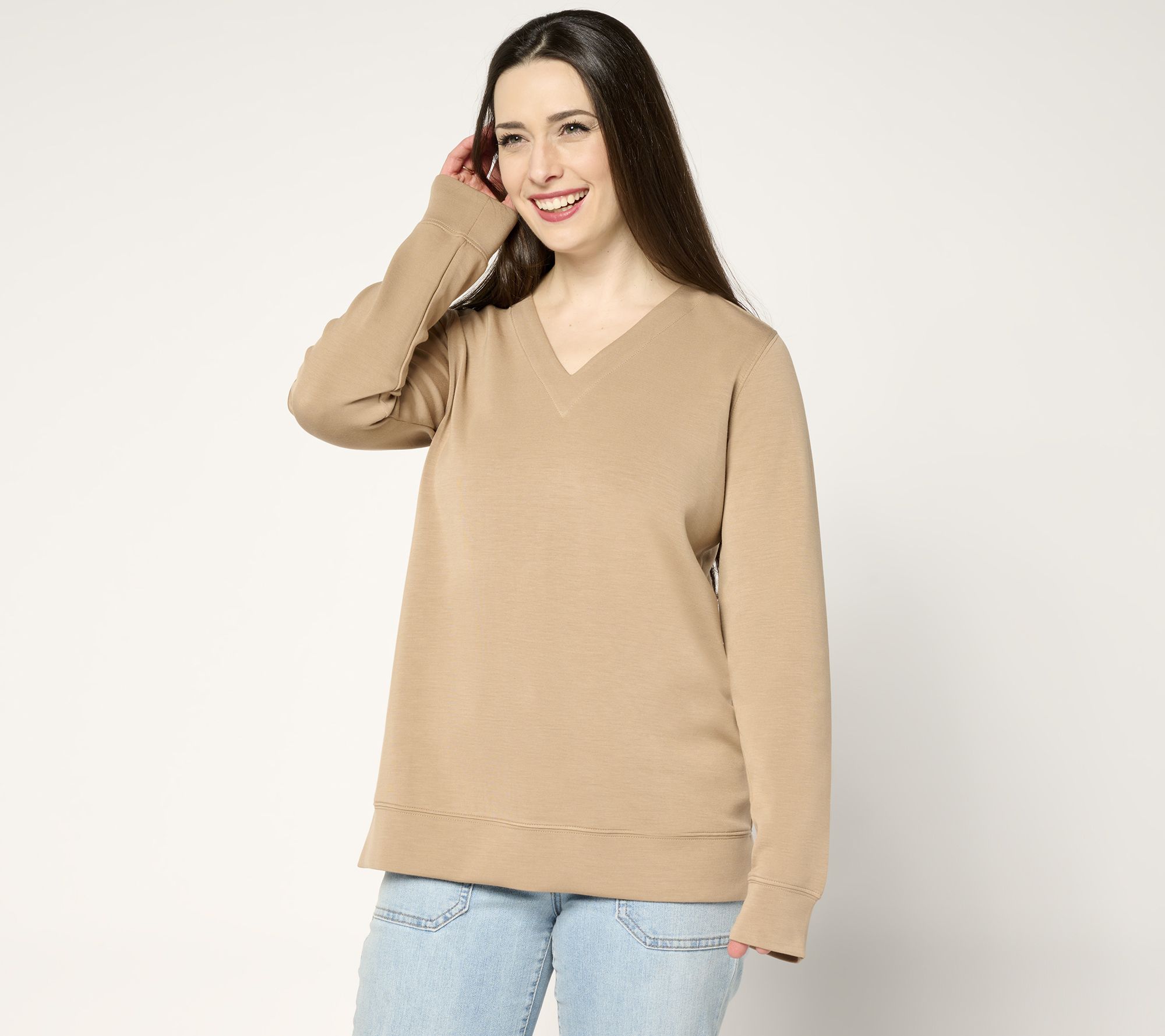 "As Is" Belle by Kim Gravel ScubaLuxe Sunset Hues V Neck Pullover