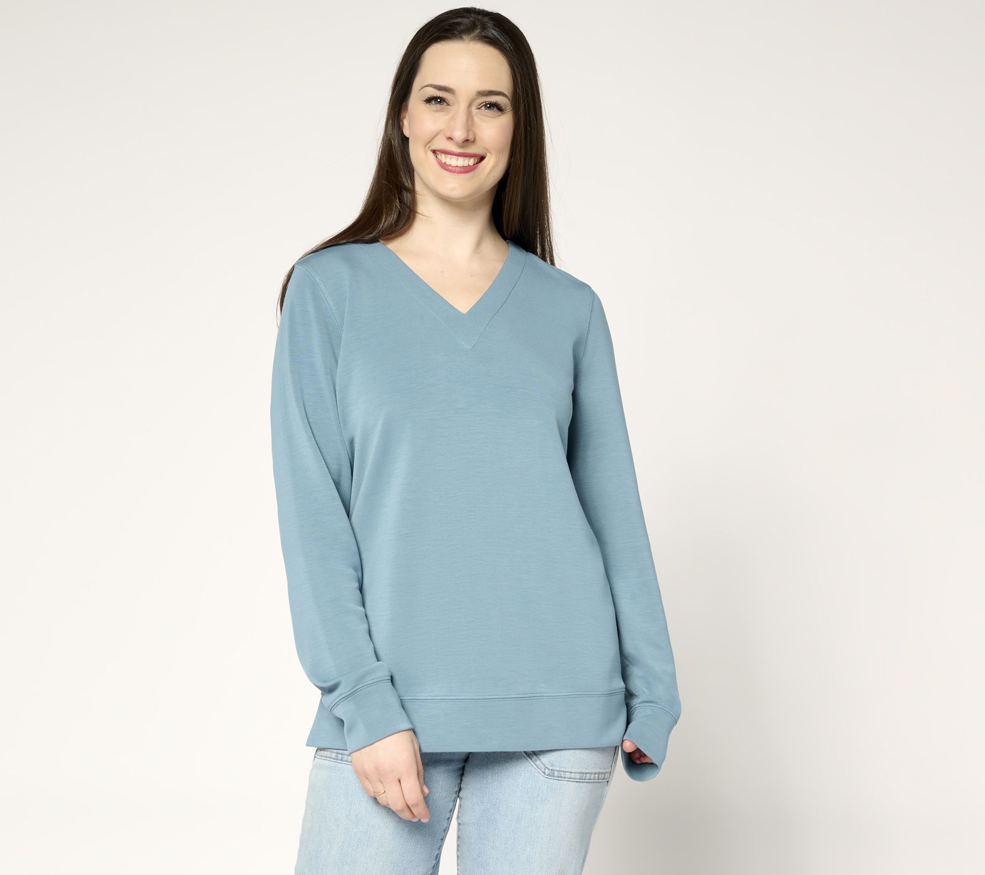 "As Is" Belle by Kim Gravel ScubaLuxe Sunset Hues V Neck Pullover