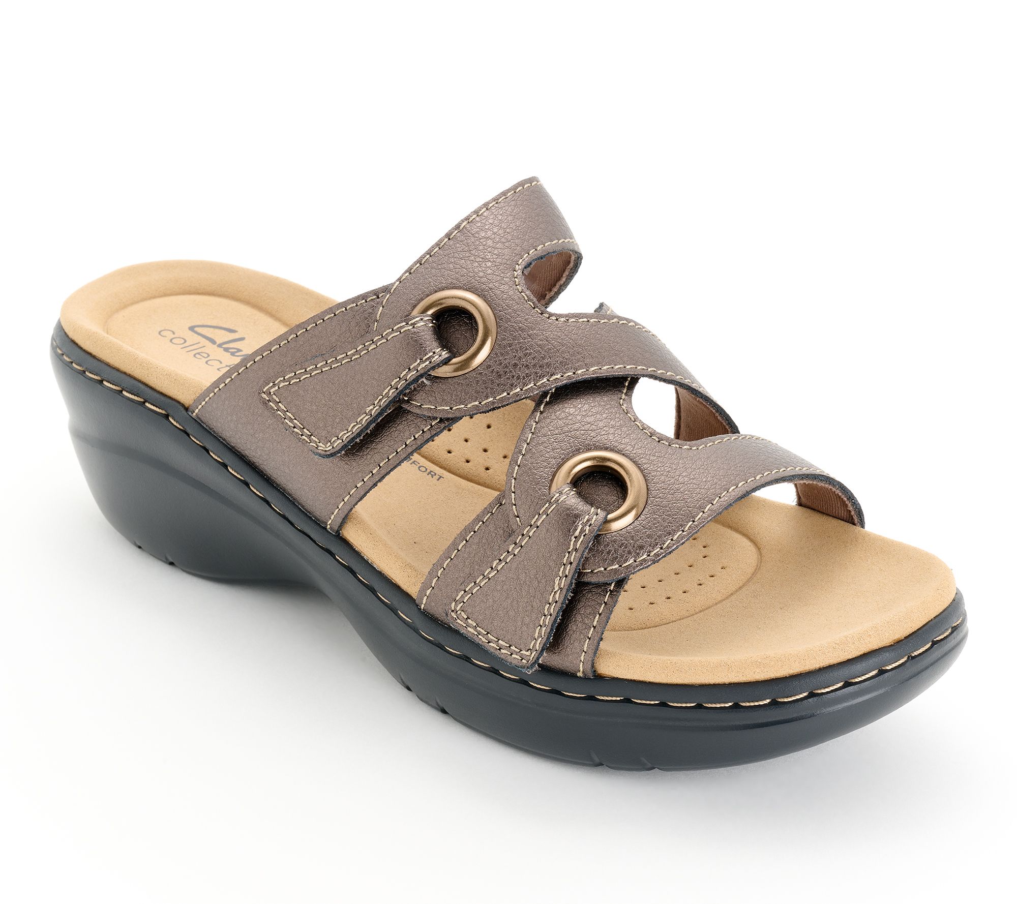 "As Is" Clarks Collection Leather Slide- Sandals- Merliah2 Cove