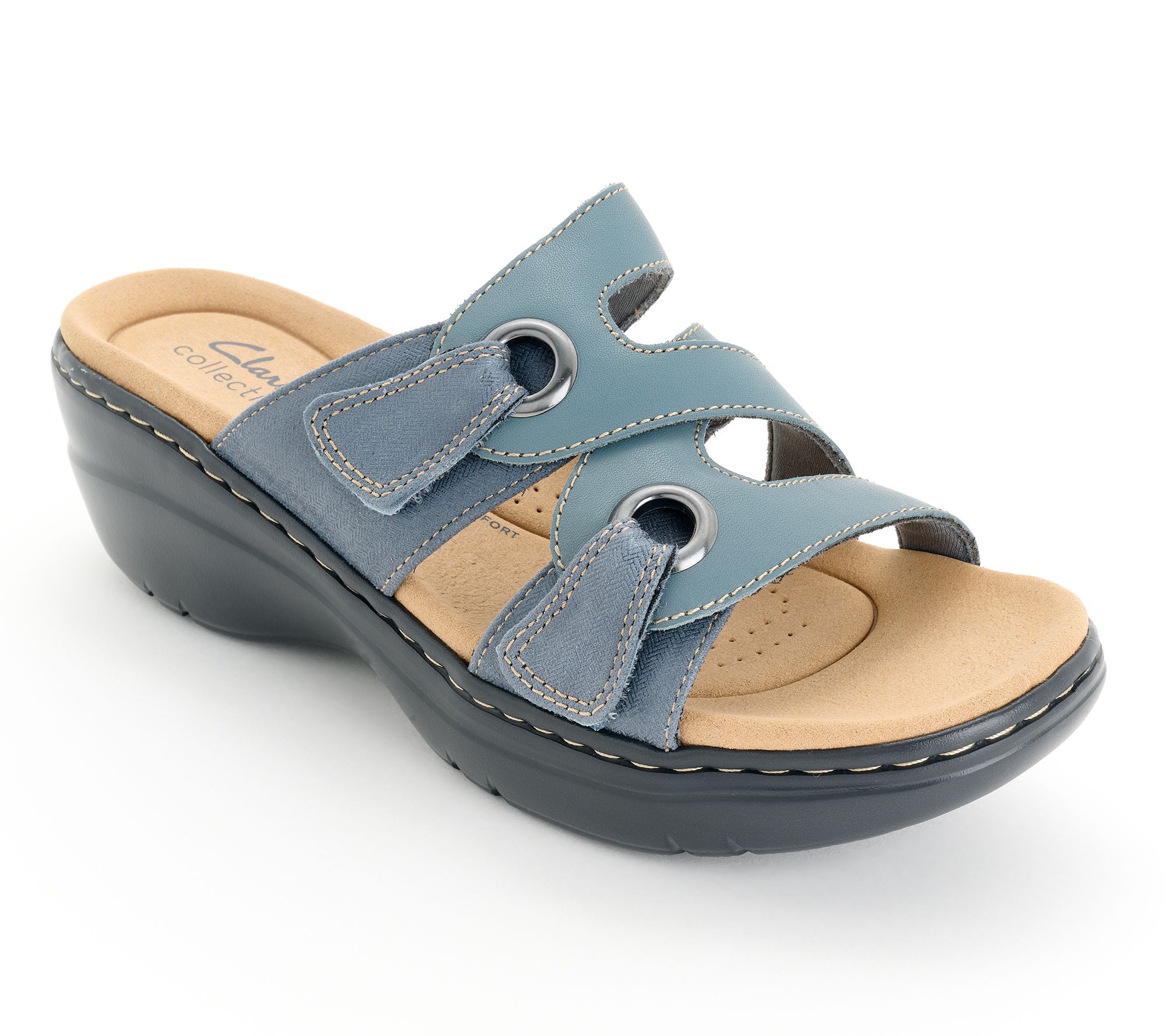 "As Is" Clarks Collection Leather Slide- Sandals- Merliah2 Cove