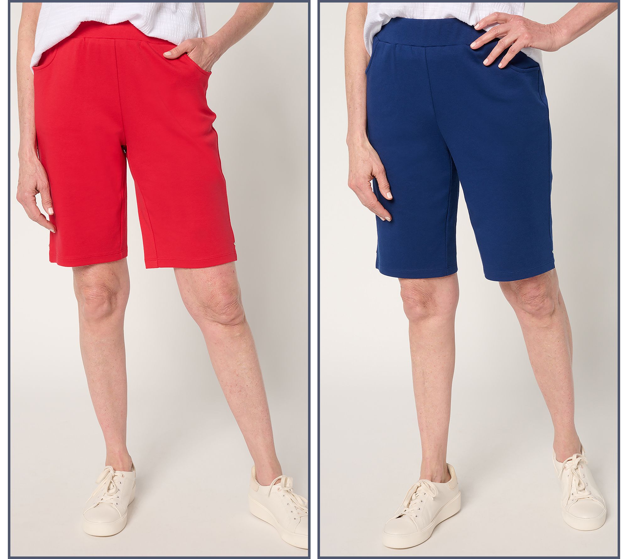 "As Is" Quacker Factory Set of Two Pull-On 11" Shorts