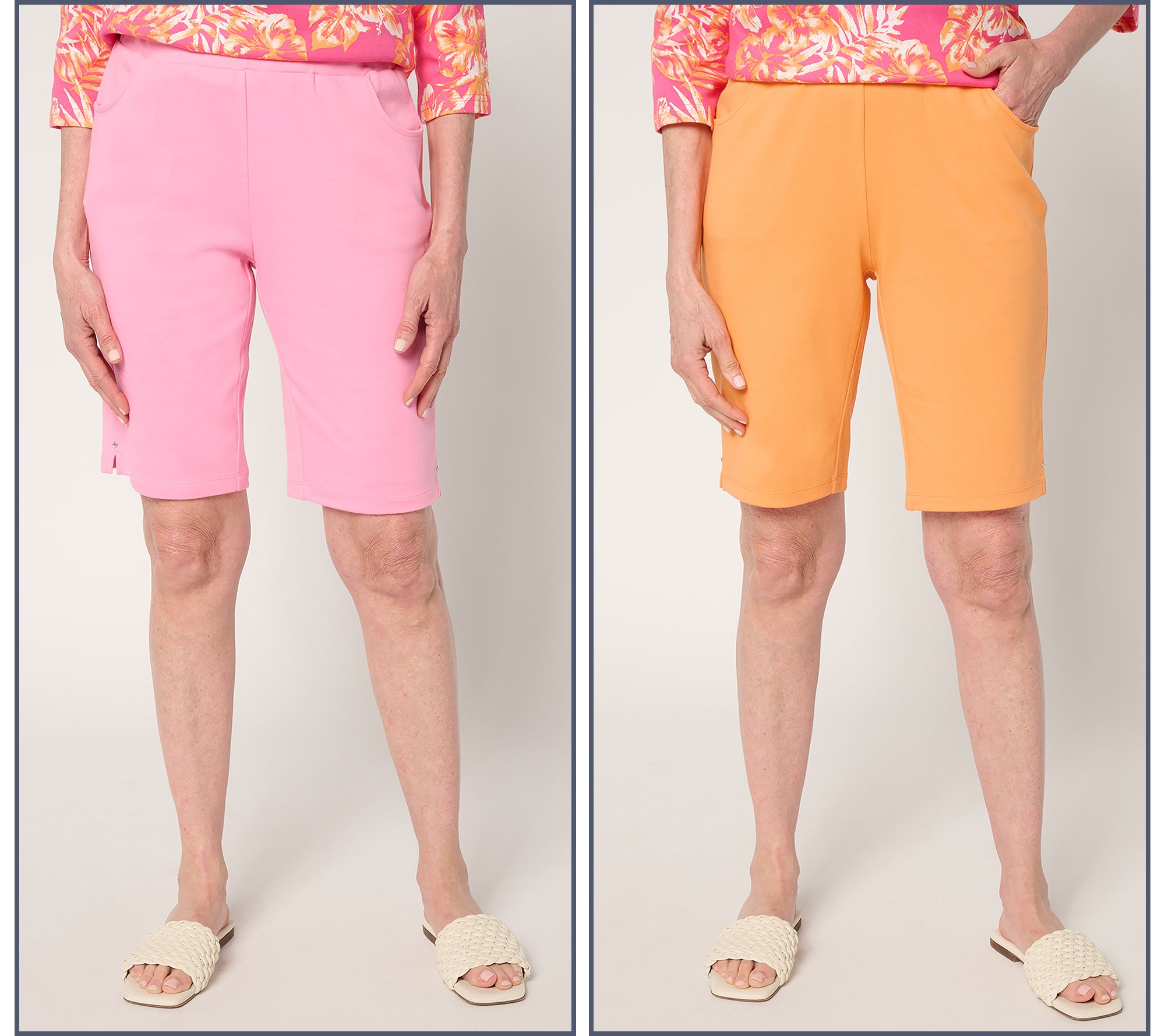 "As Is" Quacker Factory Set of Two Pull-On 11" Shorts