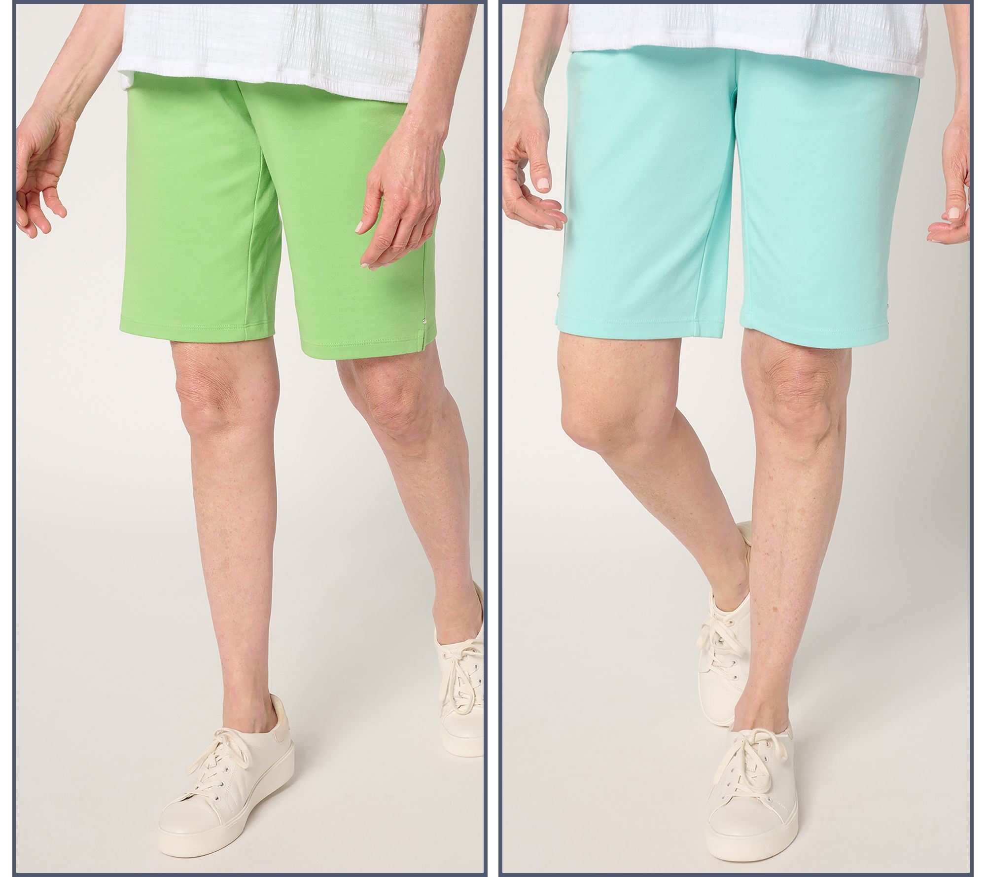 "As Is" Quacker Factory Set of Two Pull-On 11" Shorts