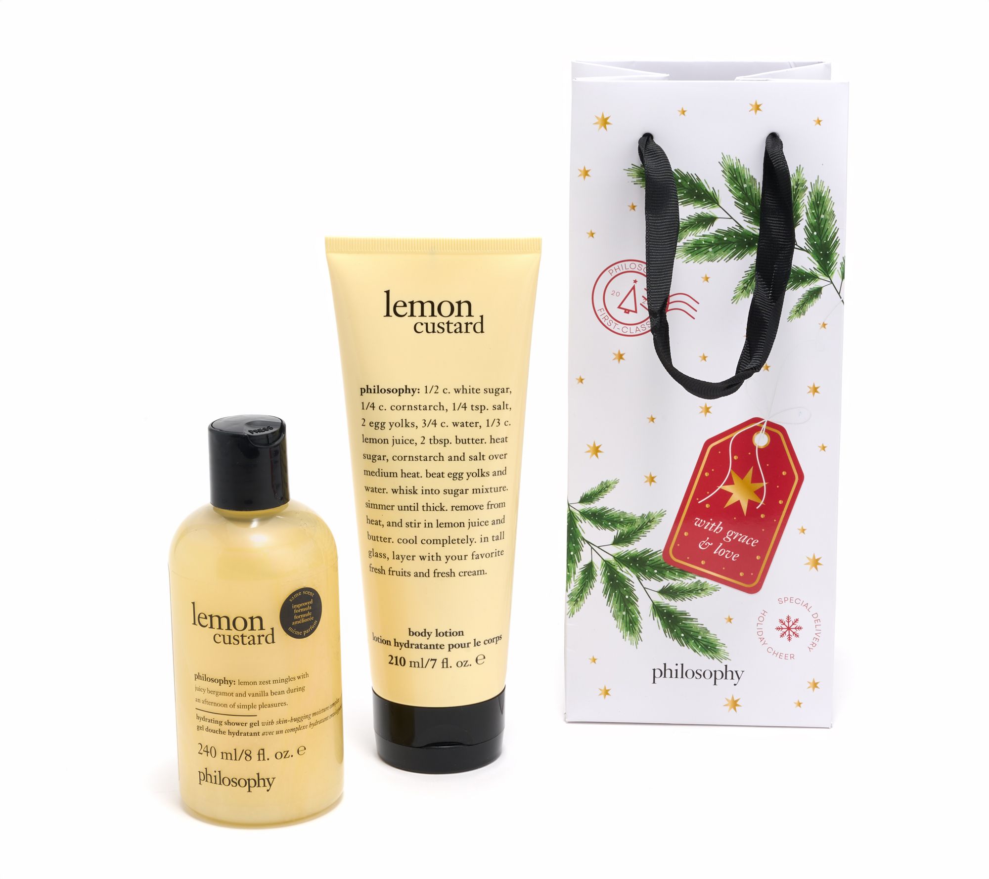  philosophy shower gel 8oz & body lotion 7oz w/ holiday gift bag