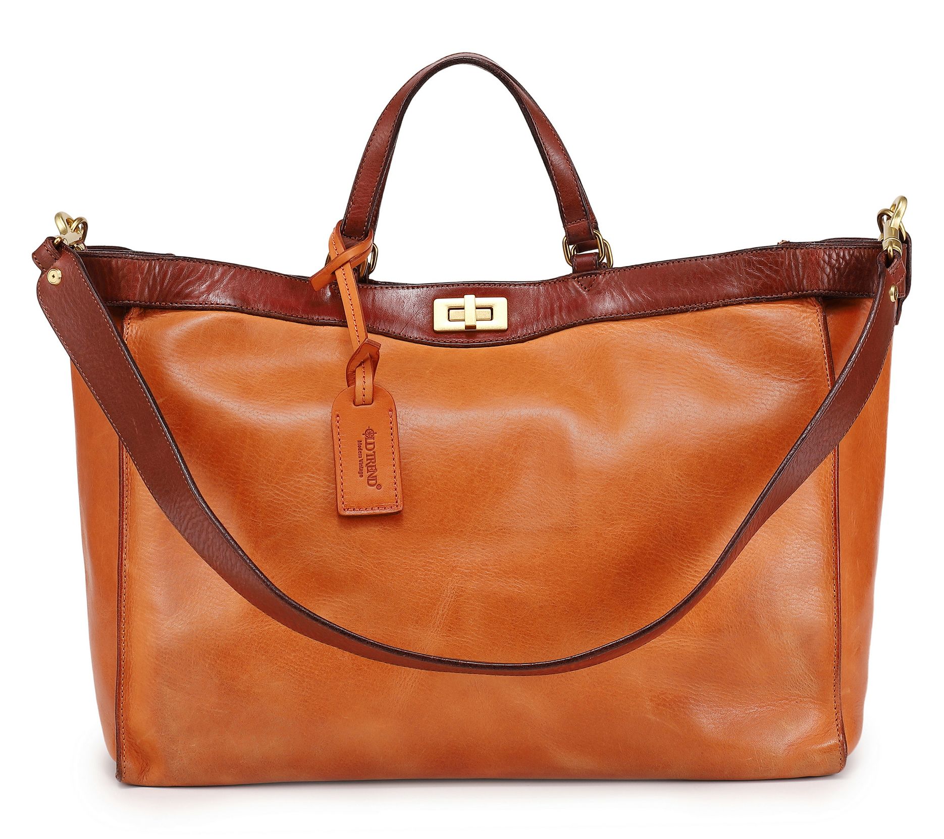 Old Trend Ixia Jet-Set Leather Tote with Shoulder Strap