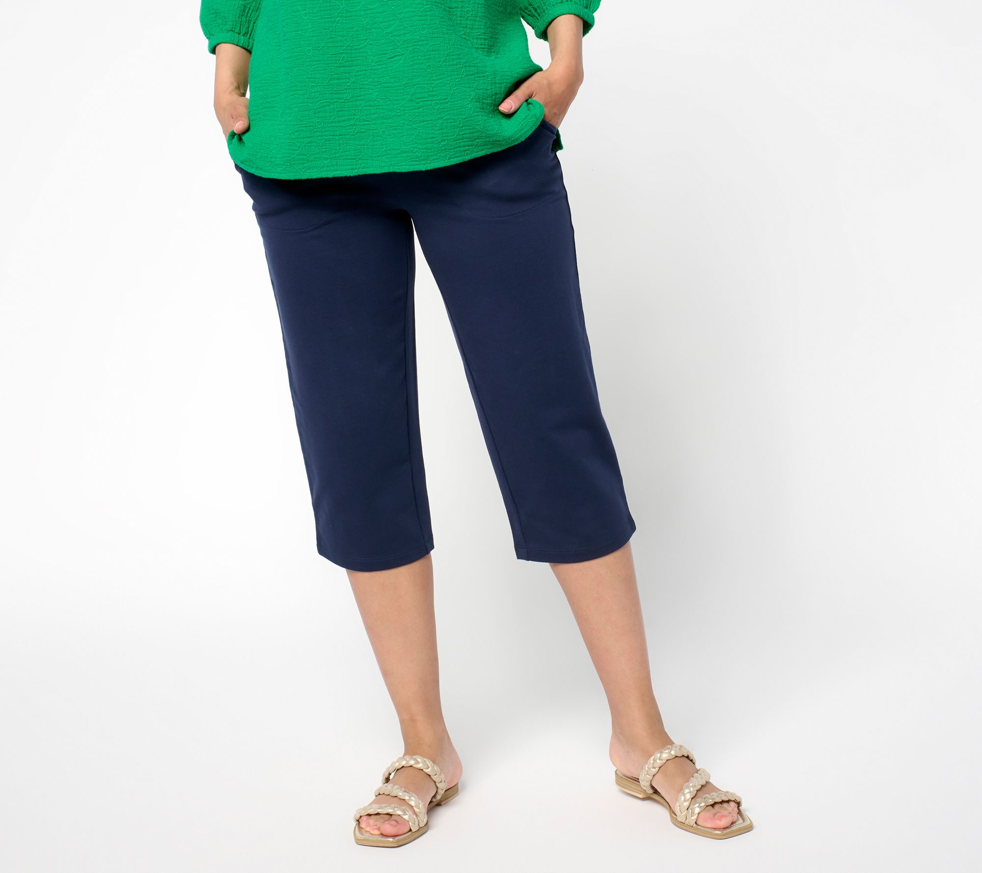 "As Is" Denim & Co. Petite EasyWear French Terry Capri