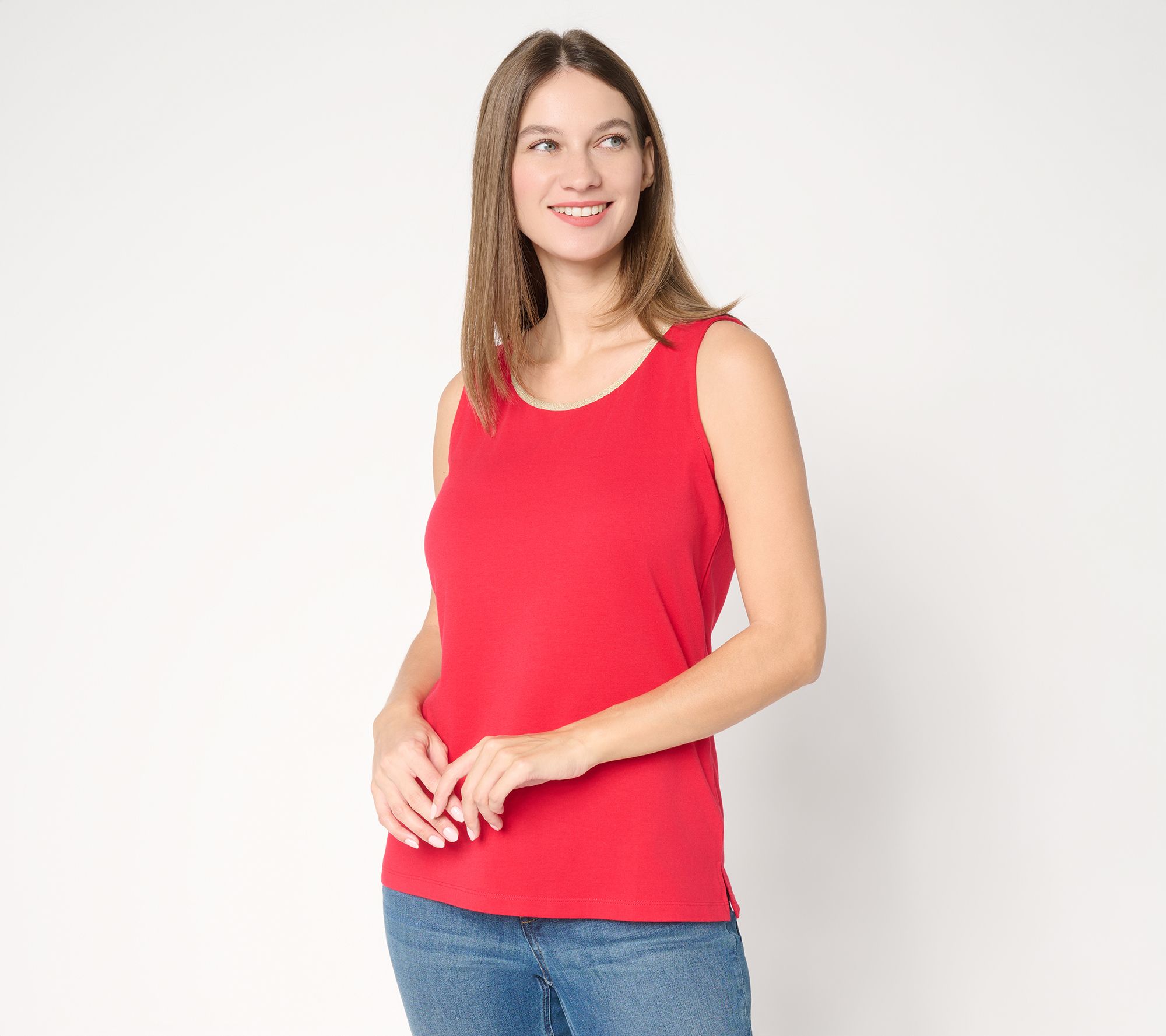 Belle by Kim Gravel TripleLuxe Knit Nod to Nautical Gold Trim Tank