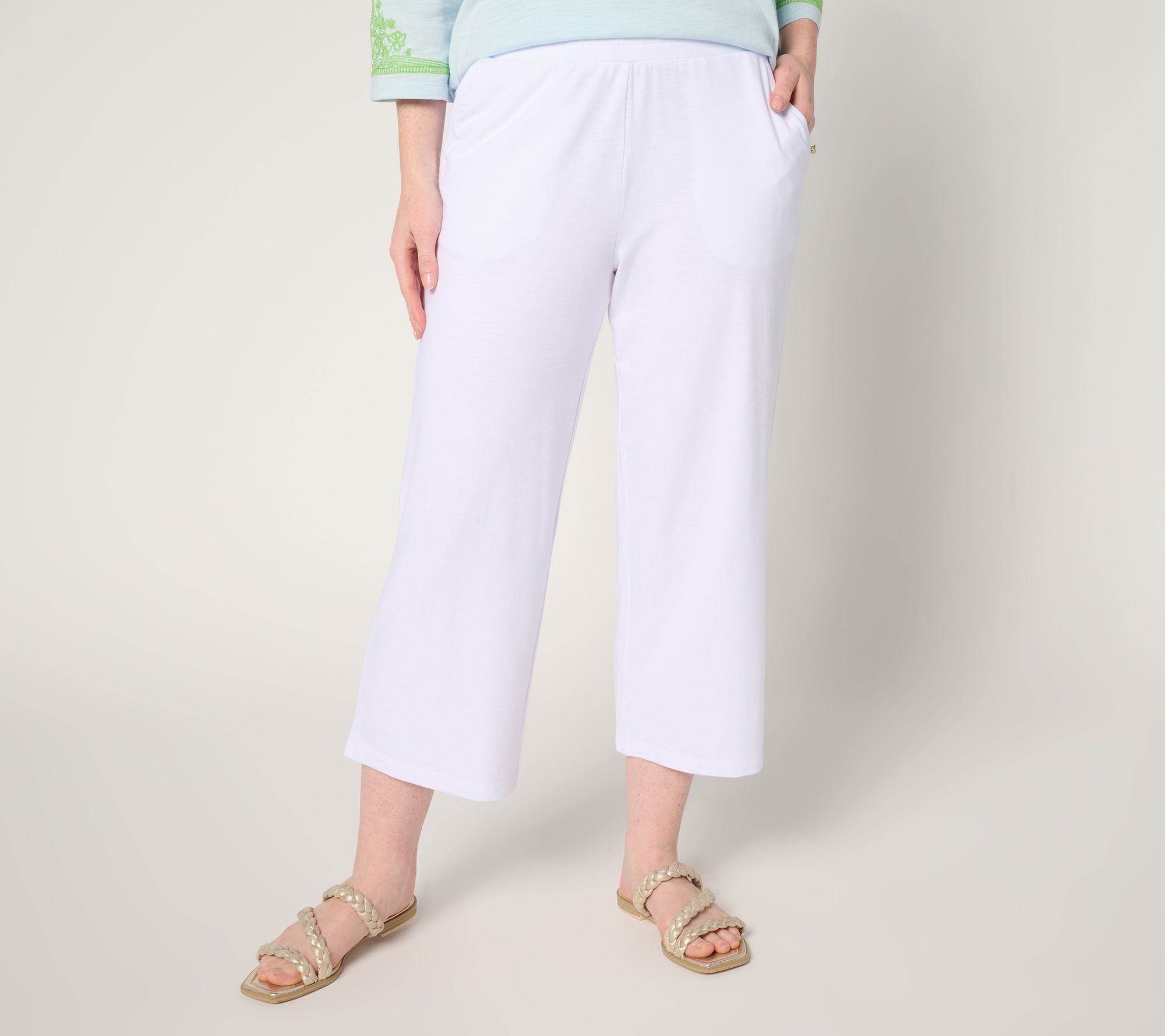 "As Is" Belle by Kim Gravel Reg Cape Cod Slub Knit Cropped Pant