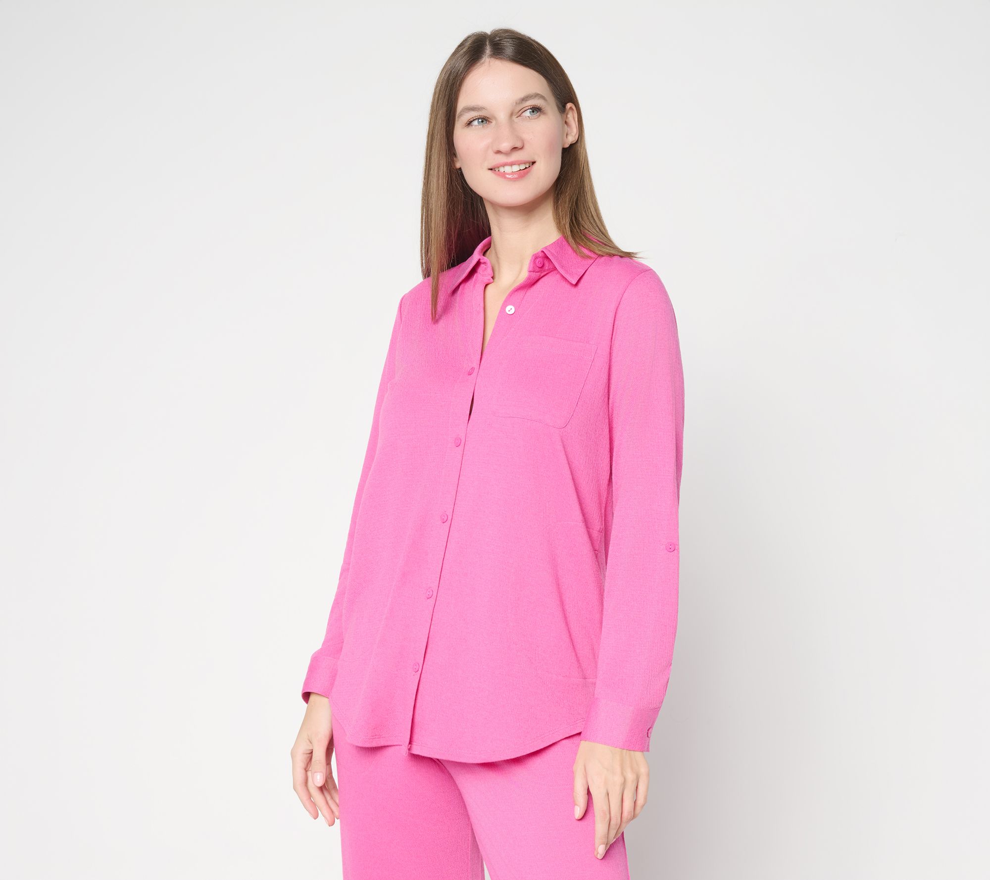 Denim & Co. Beach Knit Gauze Button-Front Big Shirt