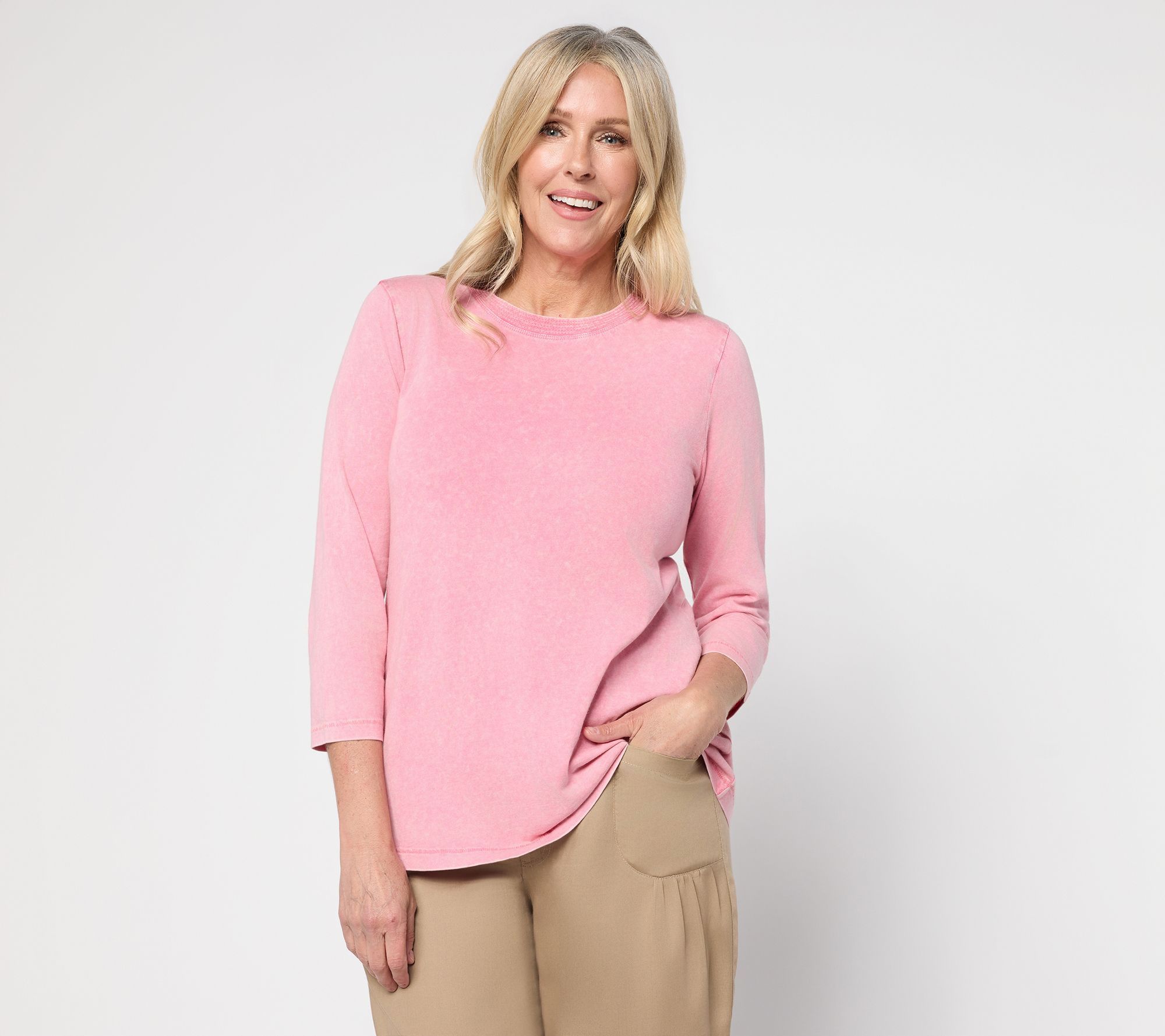  LOGO Principles by Lori Goldstein Stitch Detail 3/4 Sleeve Top