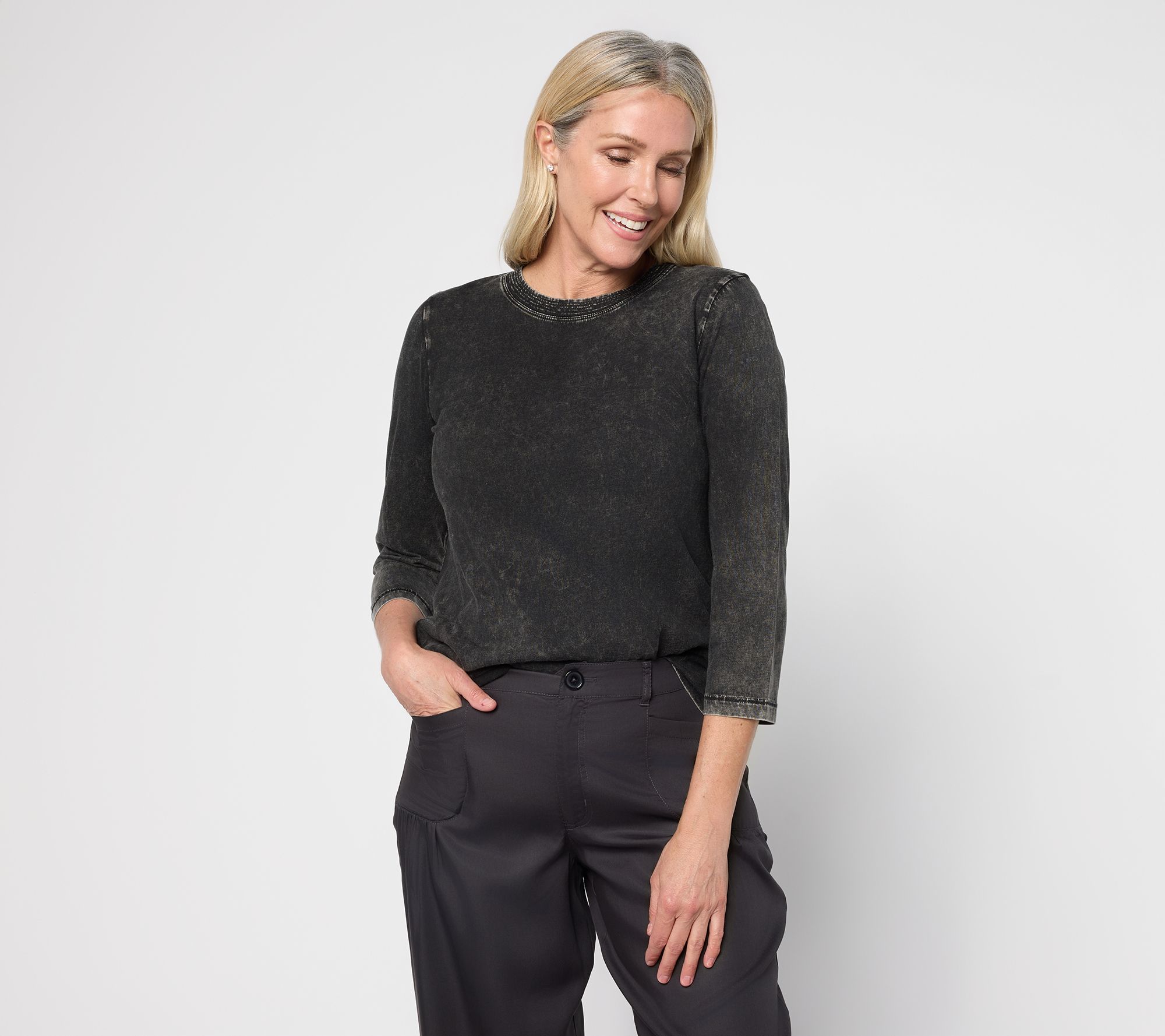 LOGO Principles by Lori Goldstein Stitch Detail Sunfaded Top