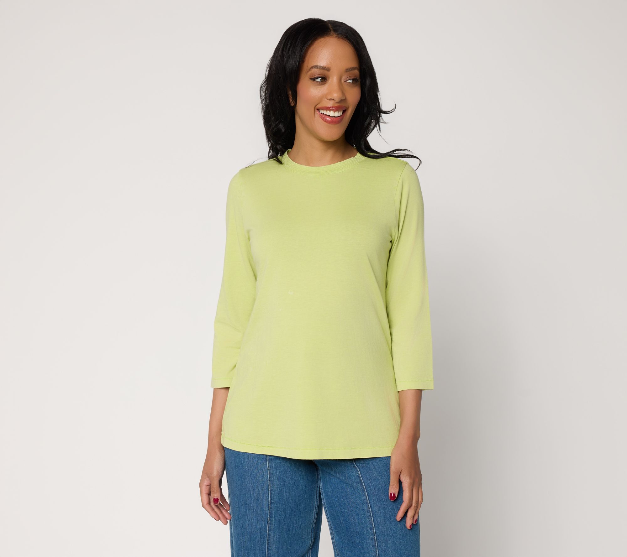 LOGO Principles by Lori Goldstein Stitch Detail 3/4 Sleeve Top