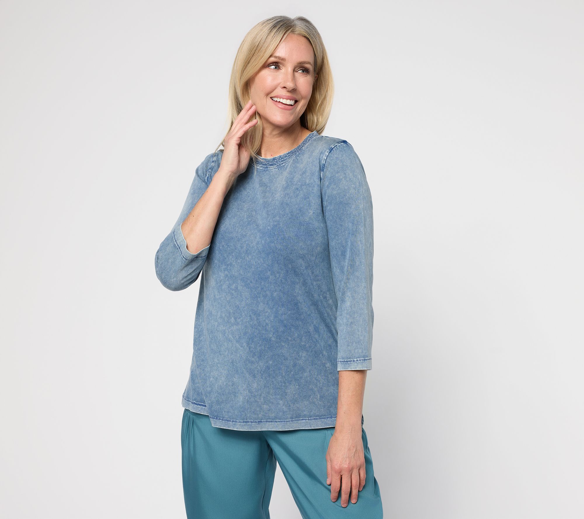 LOGO Principles by Lori Goldstein Stitch Detail Sunfaded Top