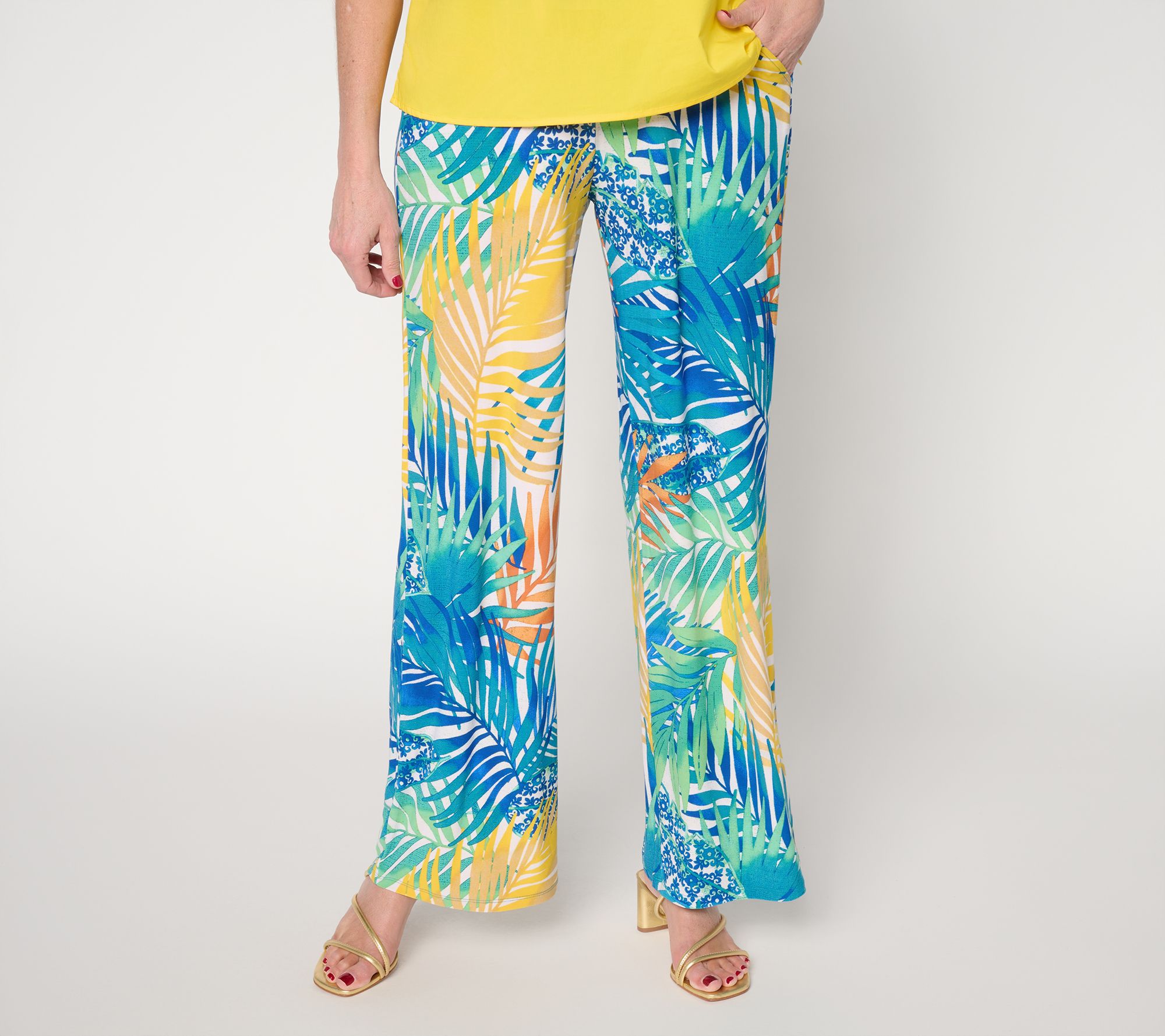 Attitudes by Renee Petite Printed Como Jersey Wide Leg Cabana Pant