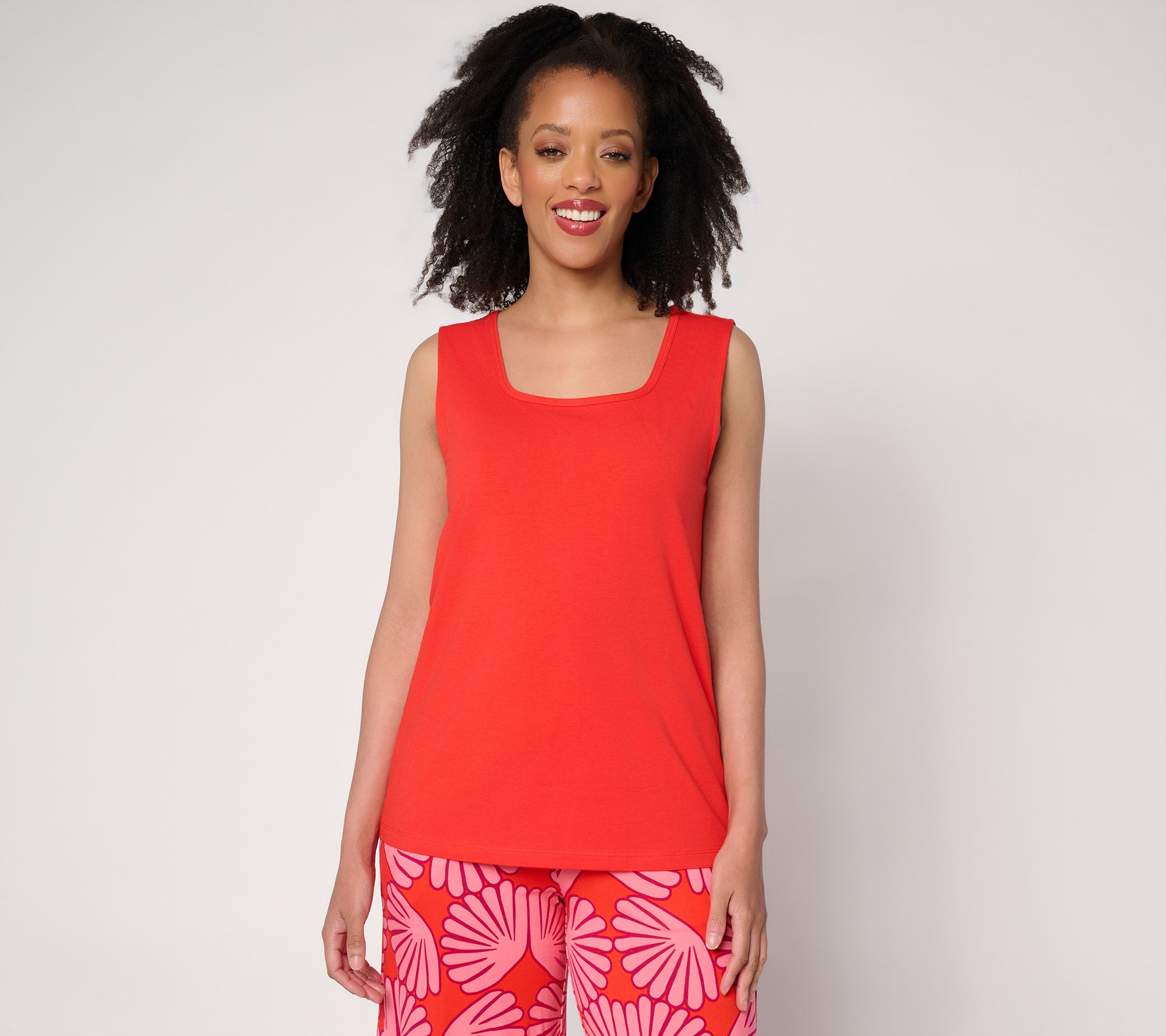 Susan Graver Essentials Comfy Cotton Square Neck Tank