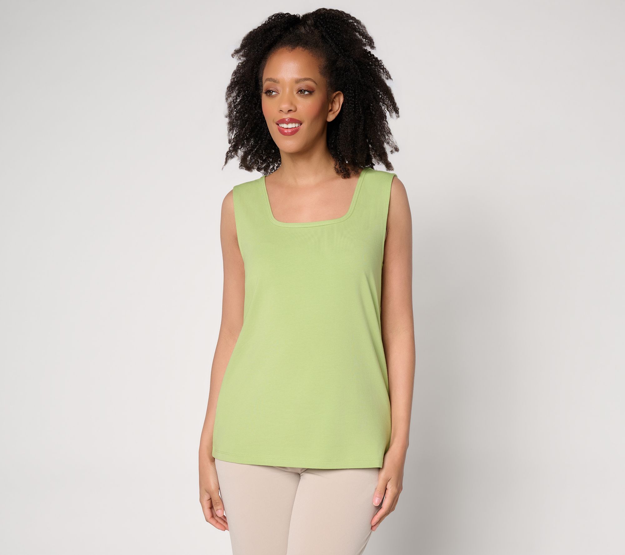 Susan Graver Essentials Comfy Cotton Square Neck Tank