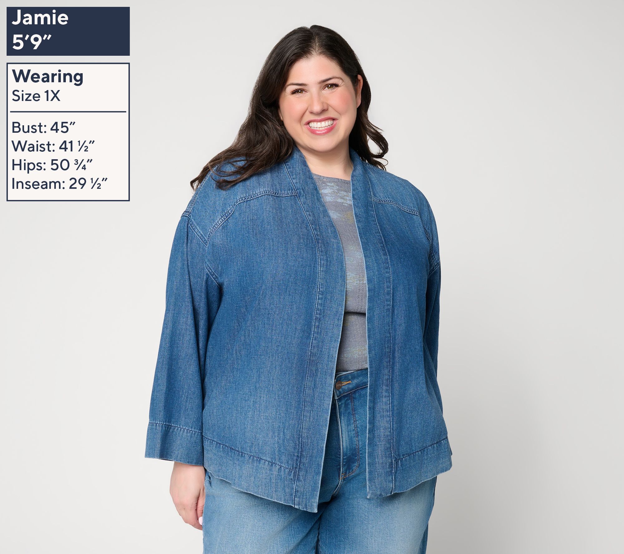 Me by Jennie Garth 100% Cotton Denim Topper- Indigo - QVC.com