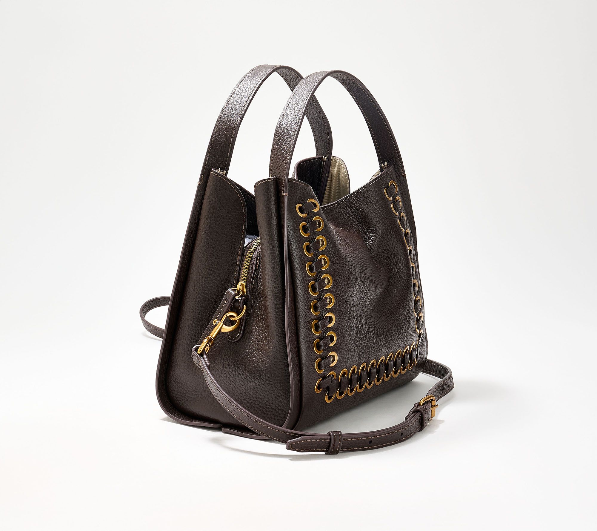 American Leather Co. Auburn Eyelet Convertible Crossbody - QVC.com