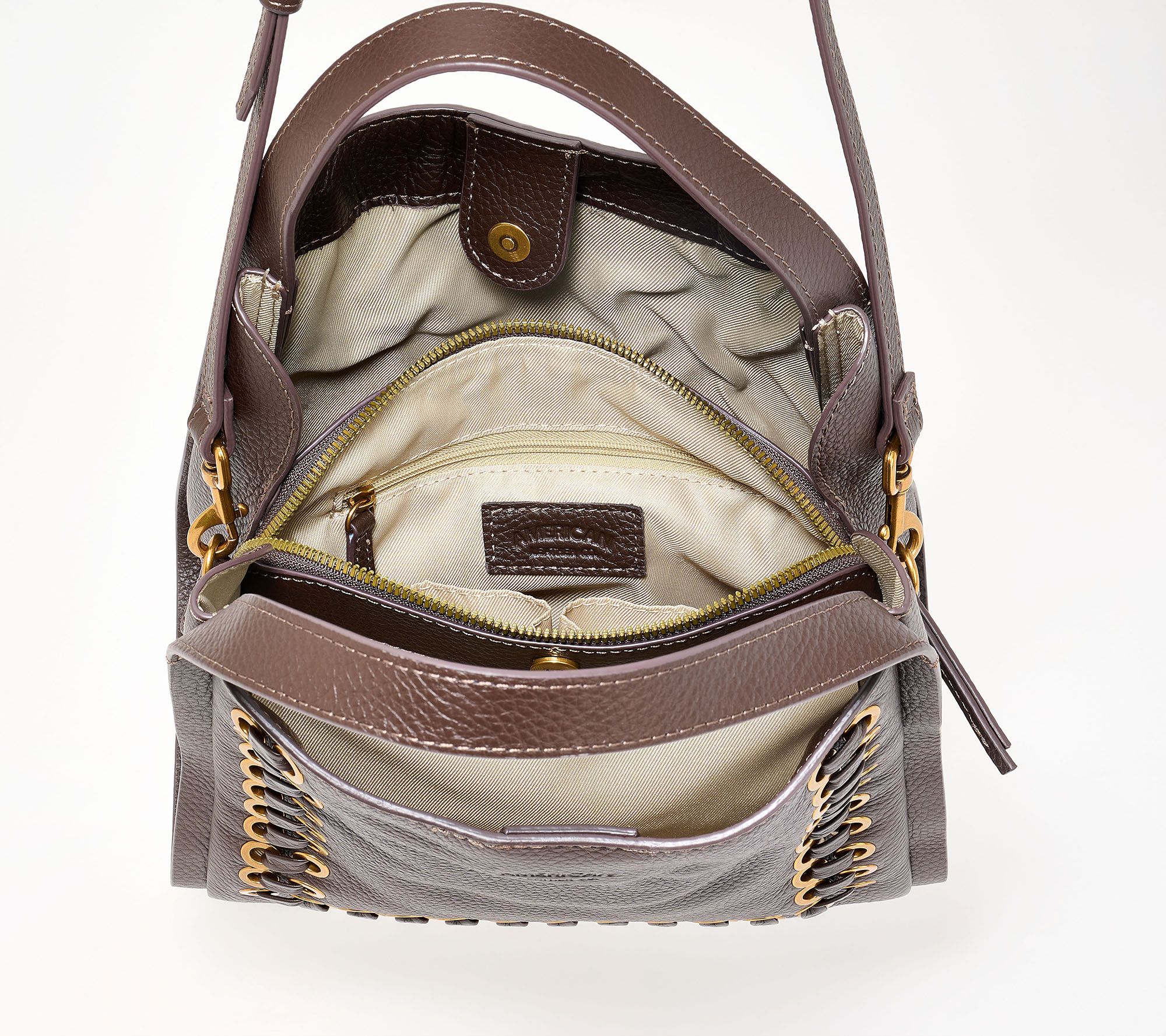 American Leather Co. Auburn Eyelet Convertible Crossbody - QVC.com