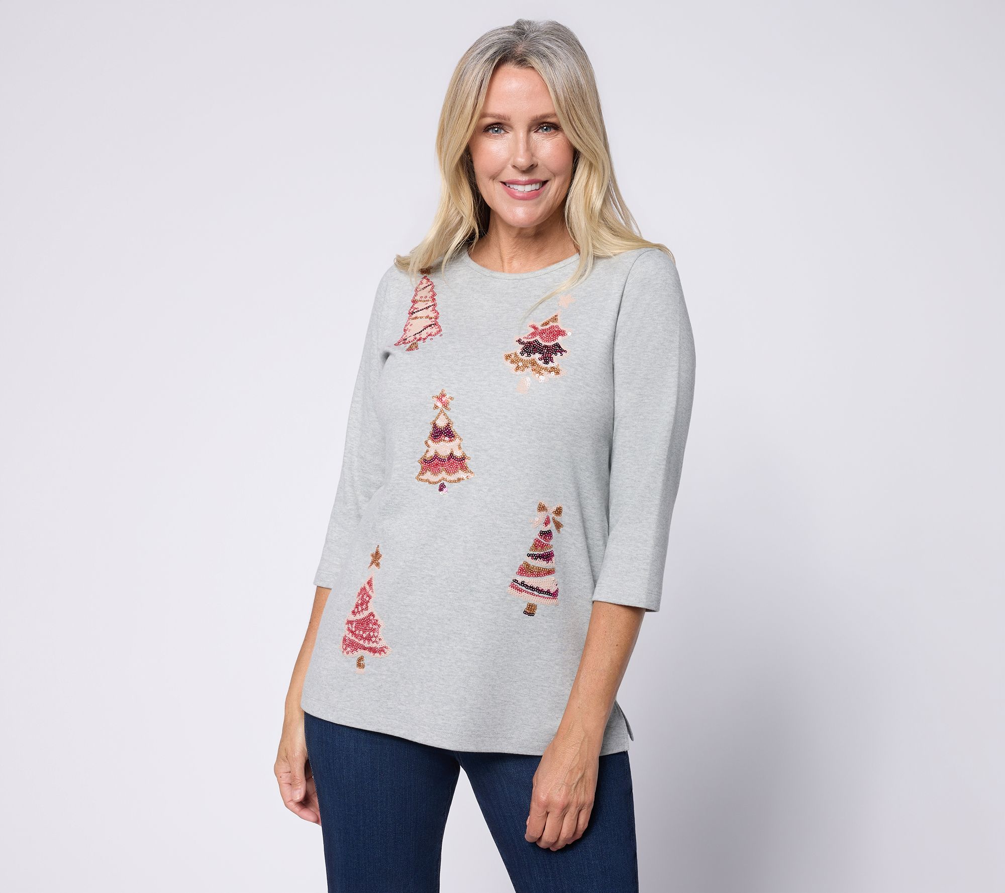 Quacker Factory Making Spirits Pink   3/4 Sleeve Top