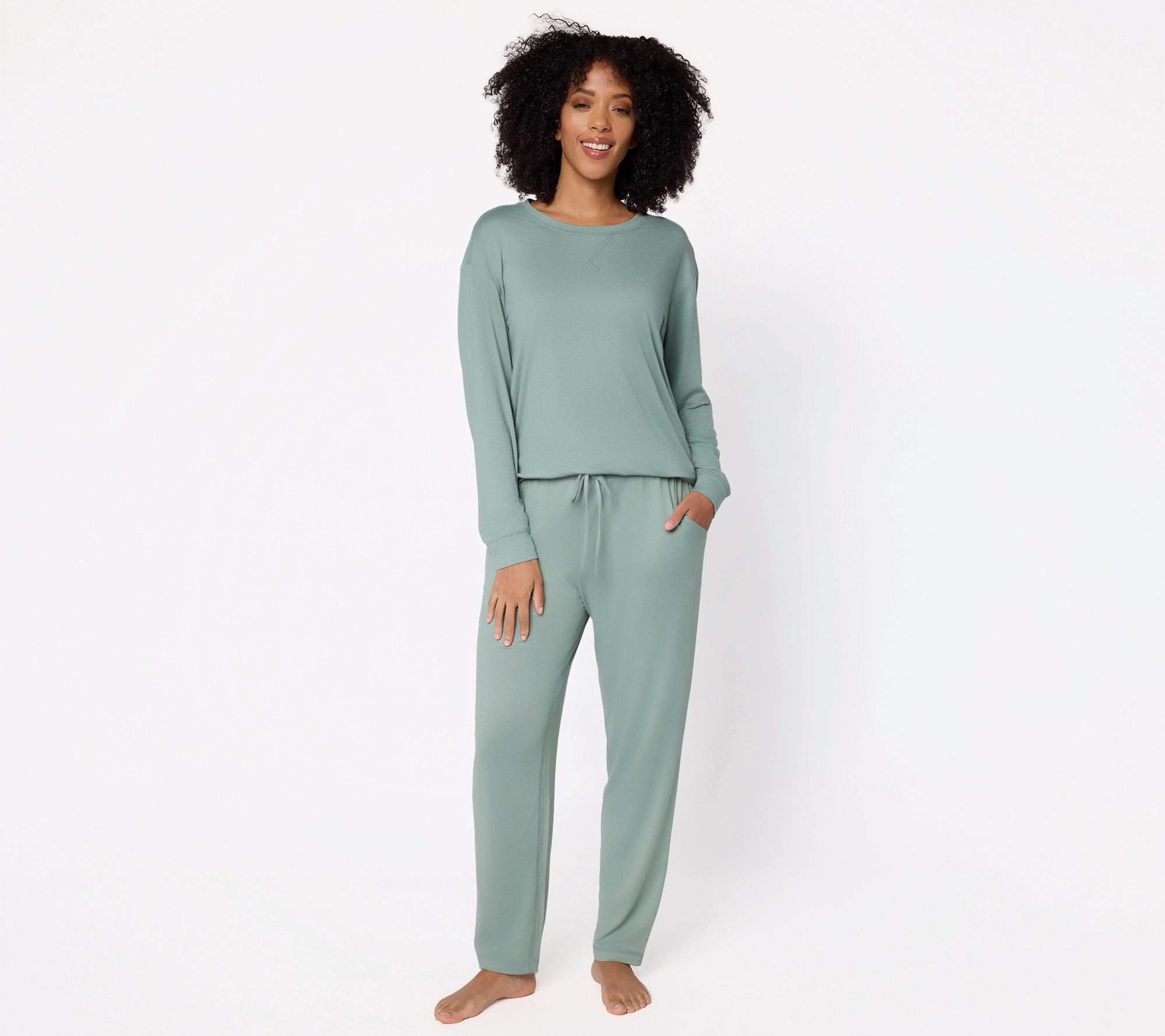 "As Is" AnyBody Regular Lush Jersey Long Sleeve Top and Ankle Pant