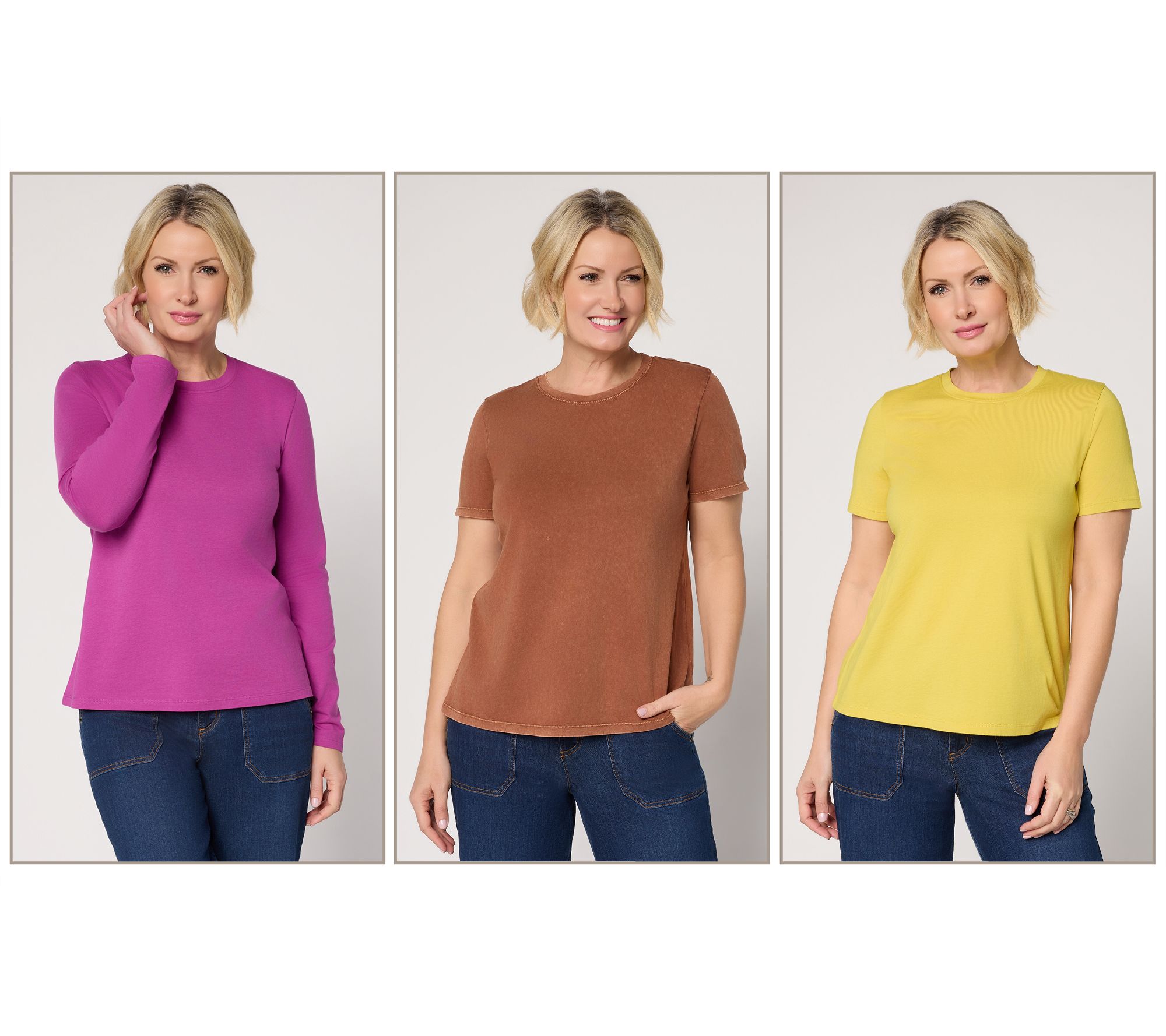 "As Is" LOGO Principles by Lori Goldstein Set of 3 Crew Neck Tops