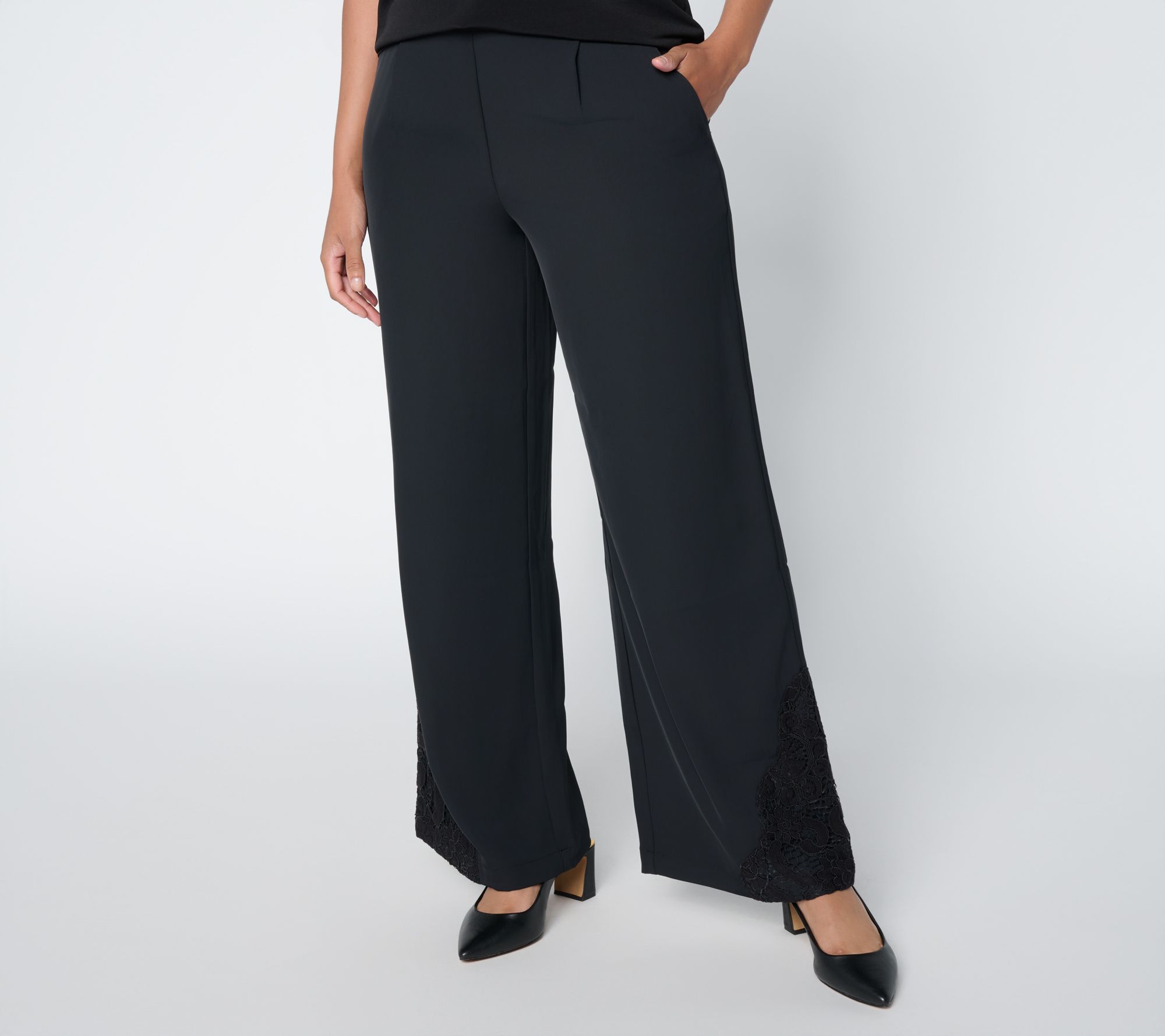 nicole by Nicole Miller Regular Pull-On Nora Stretch Pants with Lace