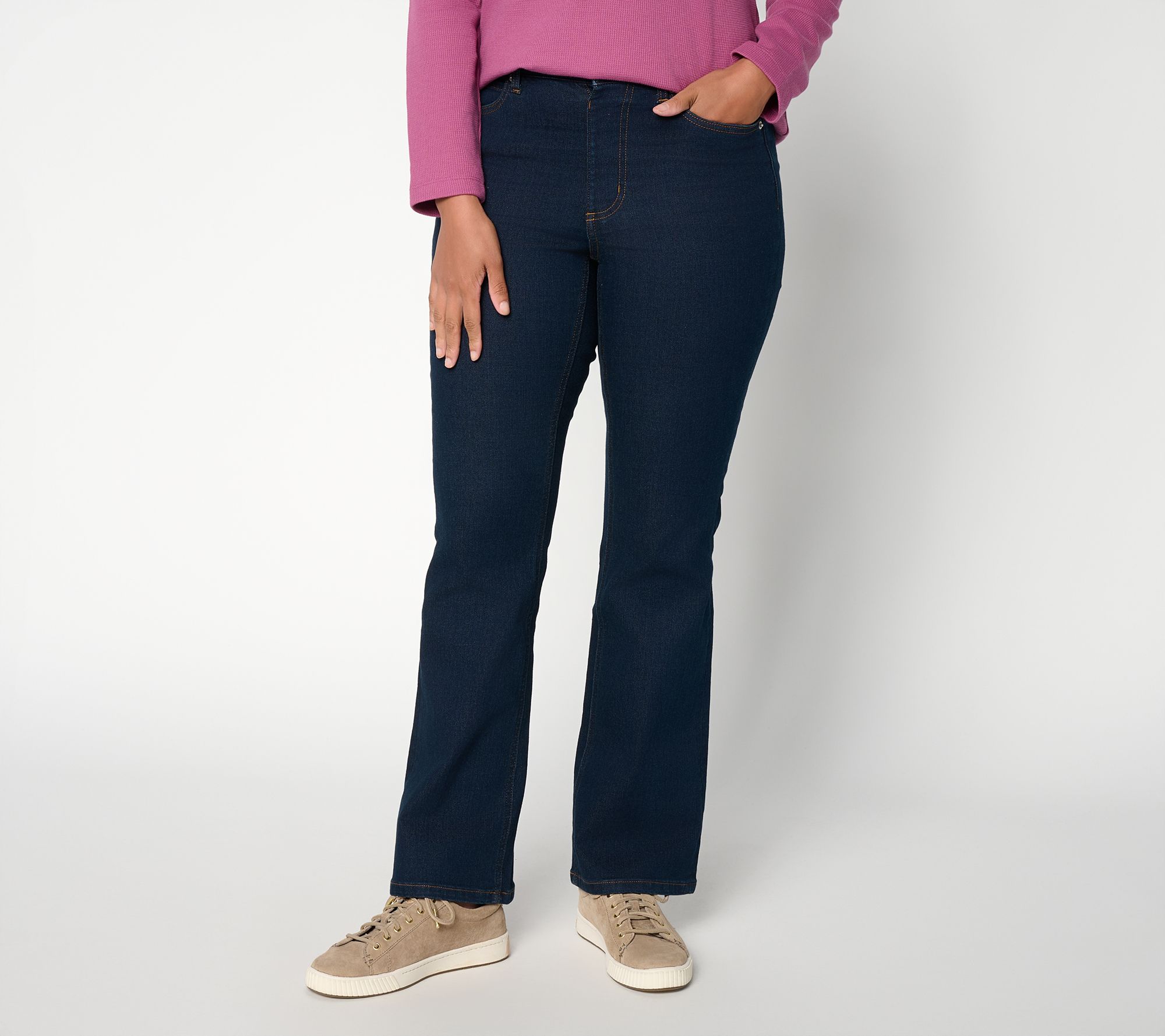 Denim & Co. Petite Indigo So Soft Denim Boot Cut Jeans