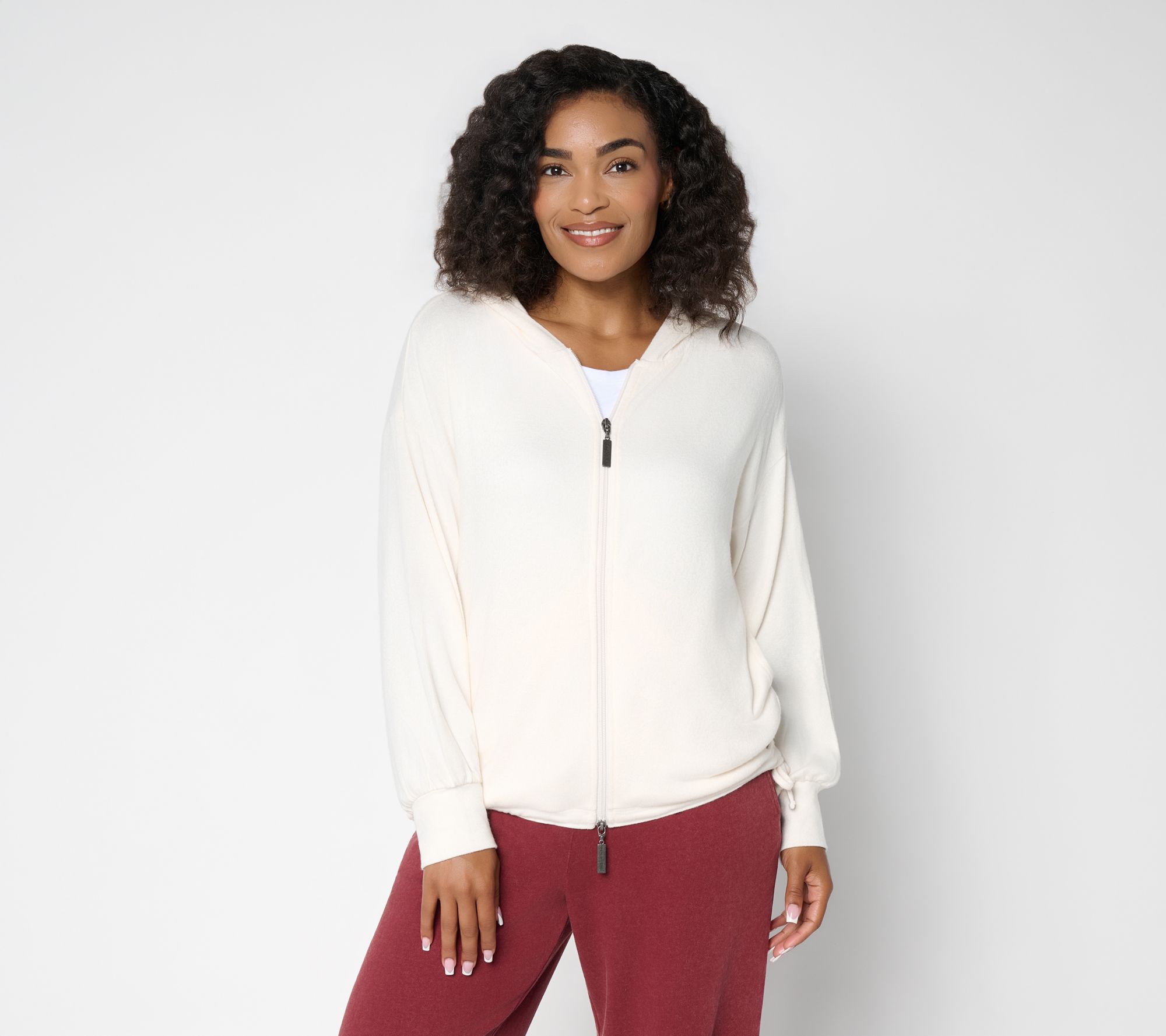 Peace Love World Comfy Adjustable Waist Zip Up Hoodie