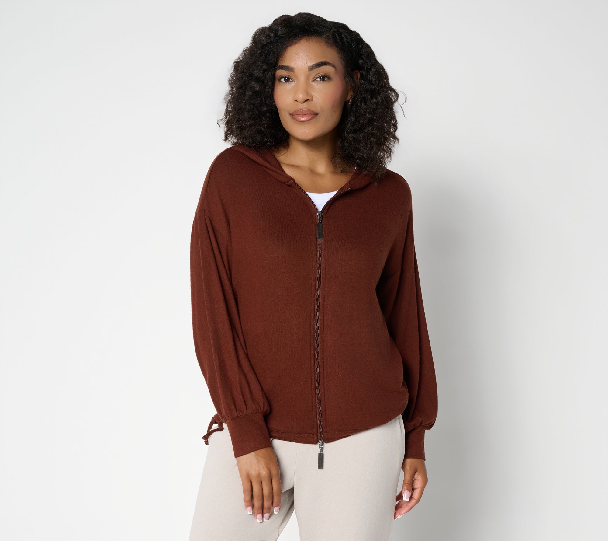 Peace Love World Comfy Adjustable Waist Zip Up Hoodie