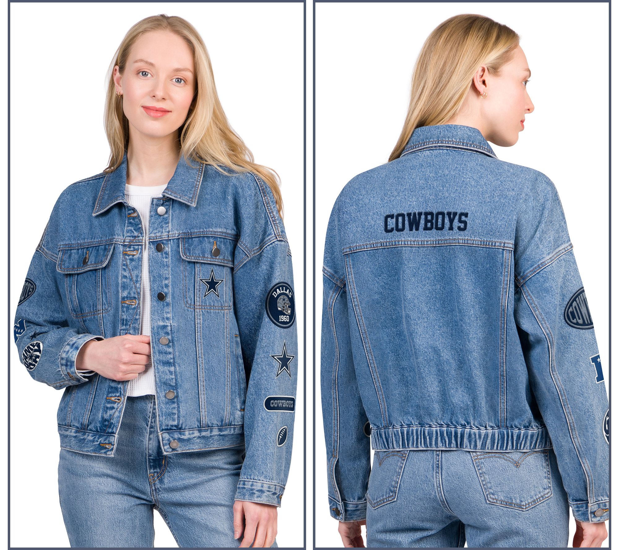 NFL Officially Licensed Dallas Cowboys Women's Fashion Denim Jacket