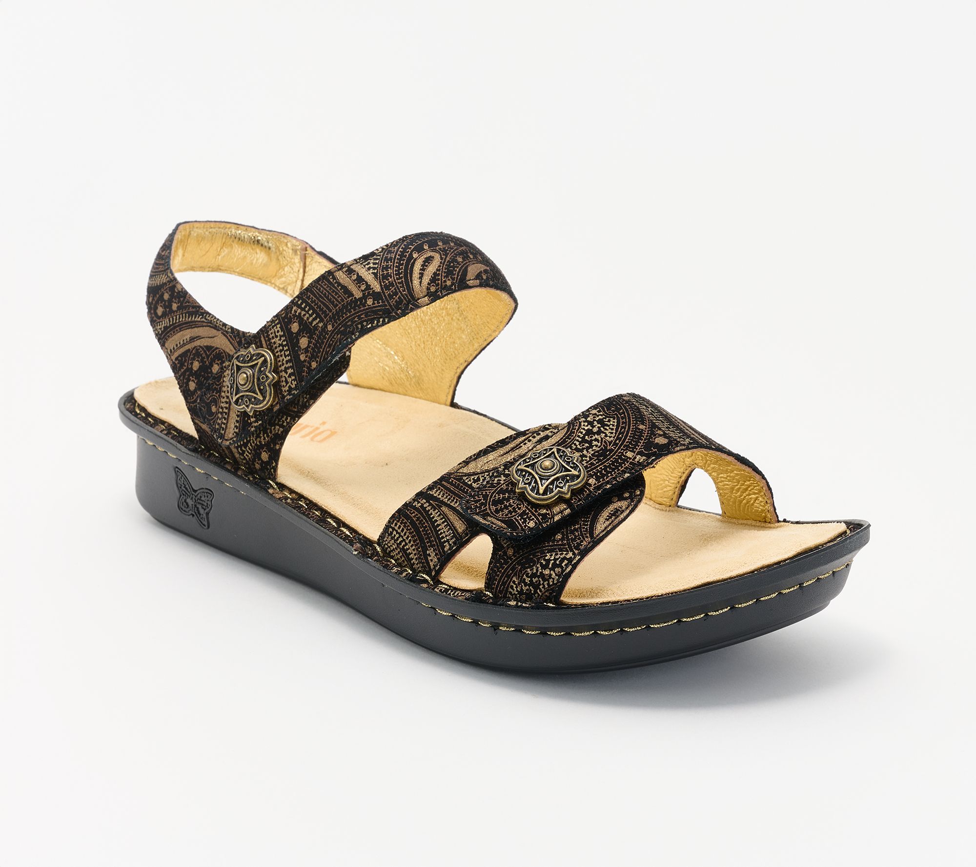 "As Is" Alegria Adjustable Leather Sandals - Vienna