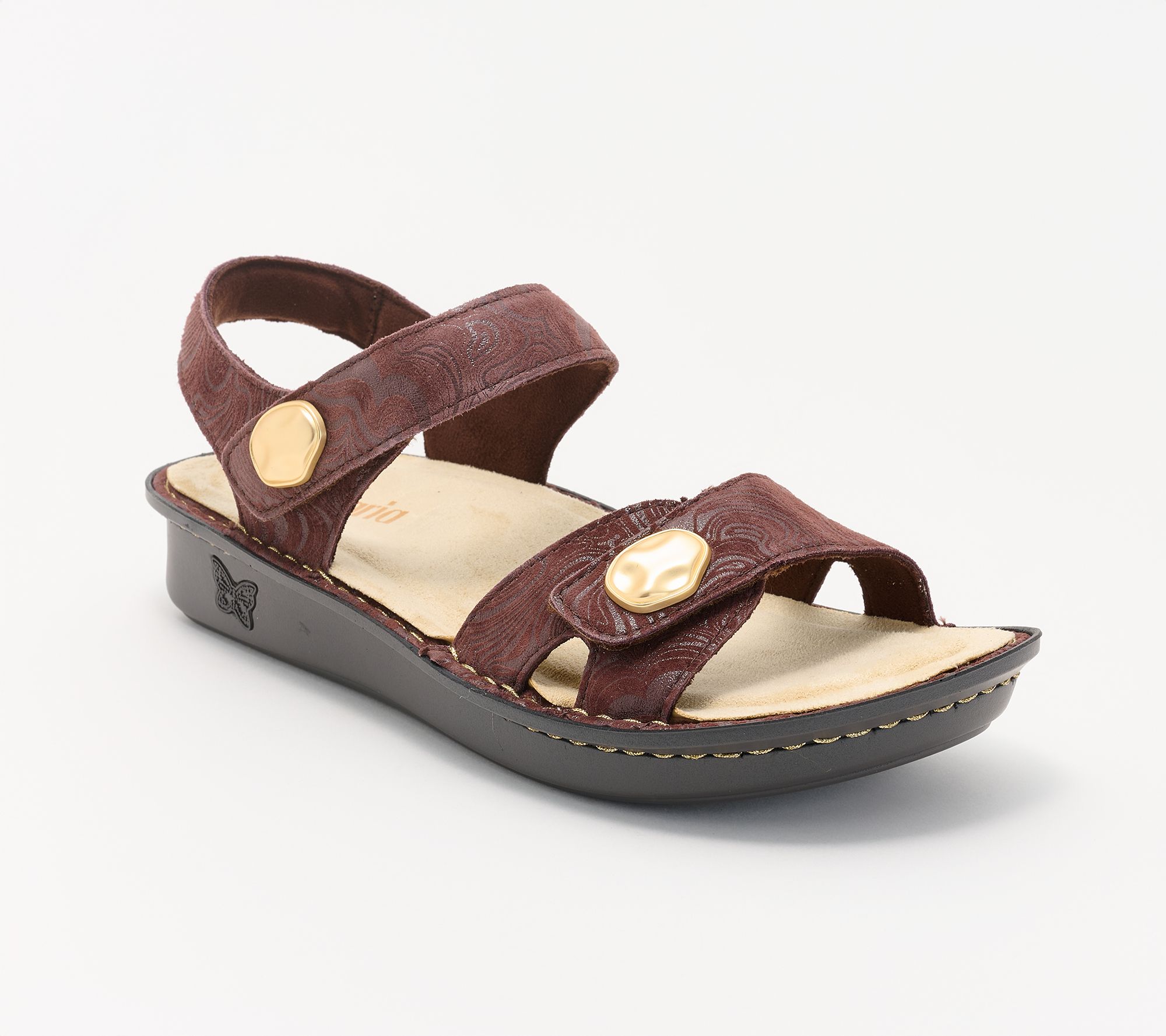 "As Is" Alegria Adjustable Leather Sandals - Vienna