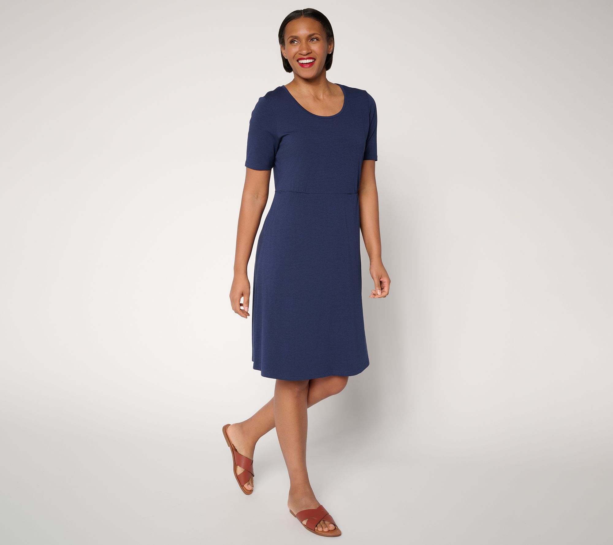 "As Is" Denim & Co. Tall Favorite Jersey Printed or Solid Dress