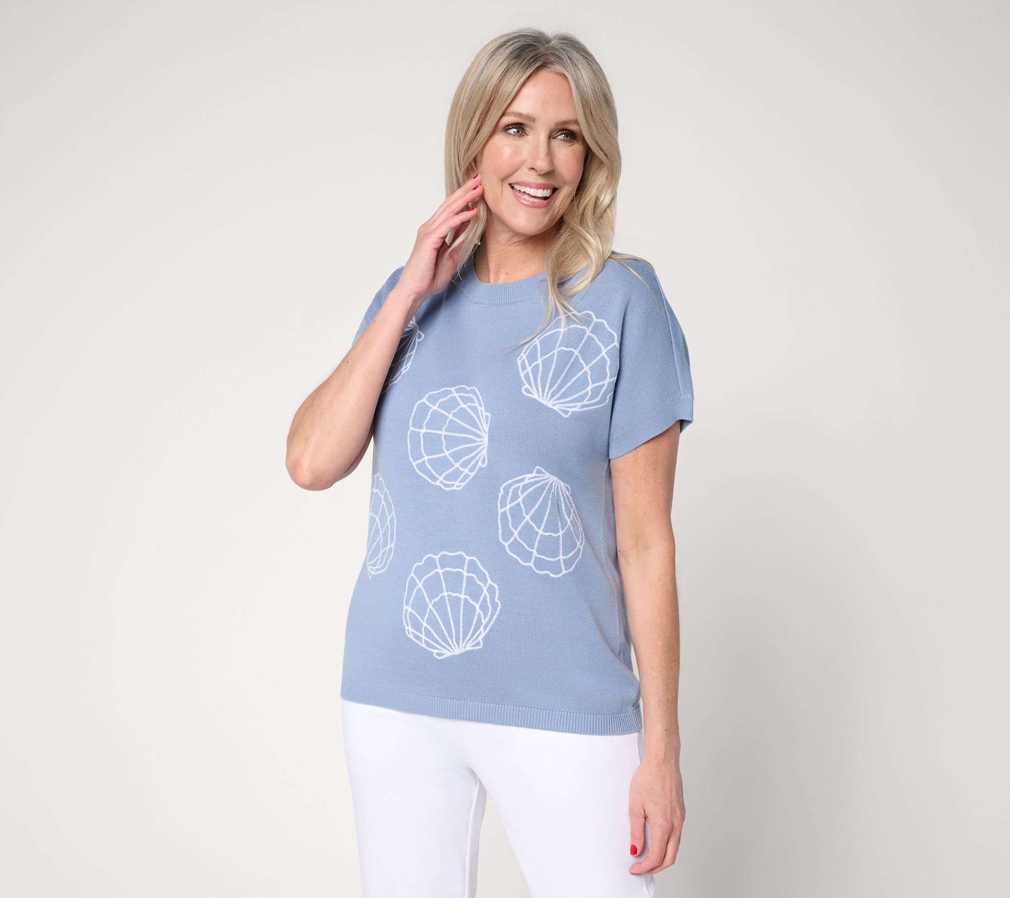 "As Is" Joan Rivers 100% Cotton Embroidery Sweater