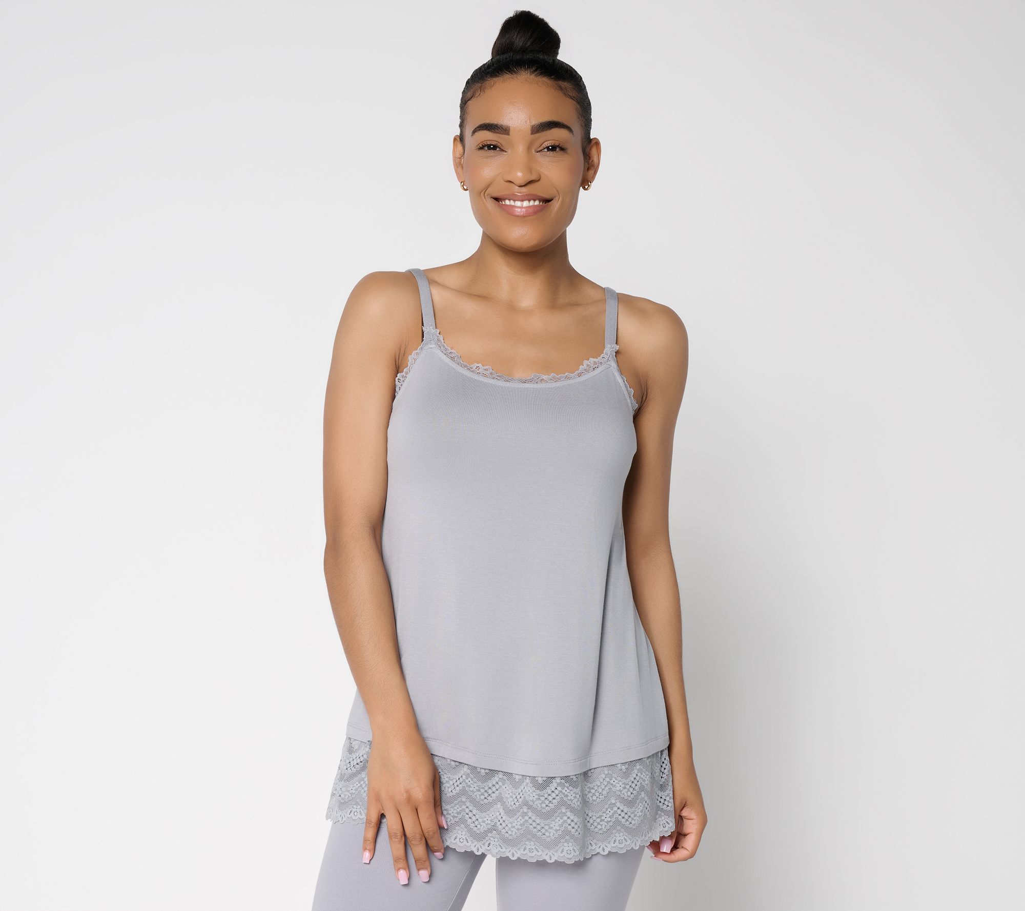 "As Is" LOGO Layers by Lori Goldstein Tank with Lace Trim