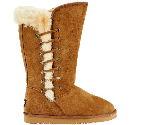 Lamo Suede Tall Shaft Boot w/ Faux Fur - Robyn - QVC.com