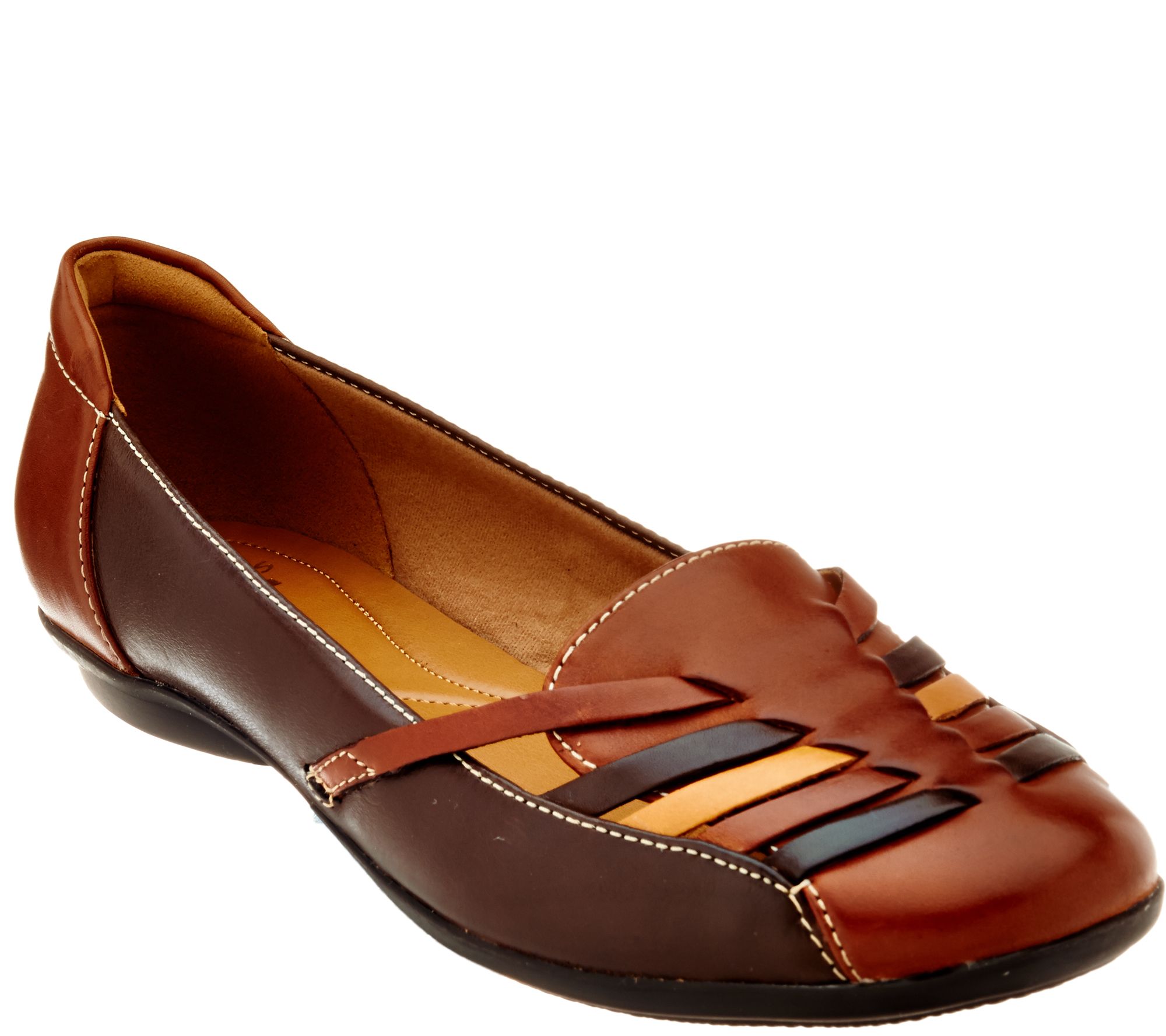Clarks Leather Flats with Woven Detail - Gracelin Gemma - QVC.com