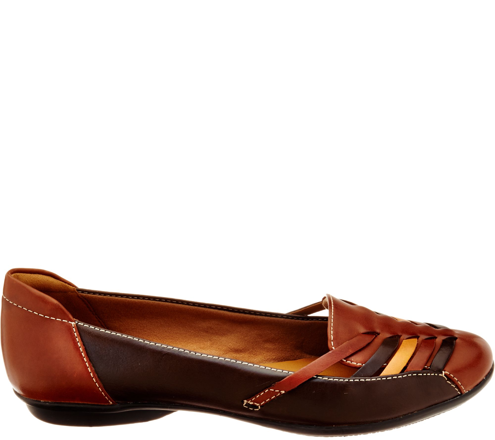 Clarks Leather Flats with Woven Detail - Gracelin Gemma - QVC.com
