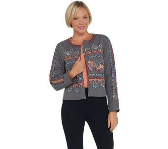 Laurie Felt Embroidered Open Front Jacket - A309539