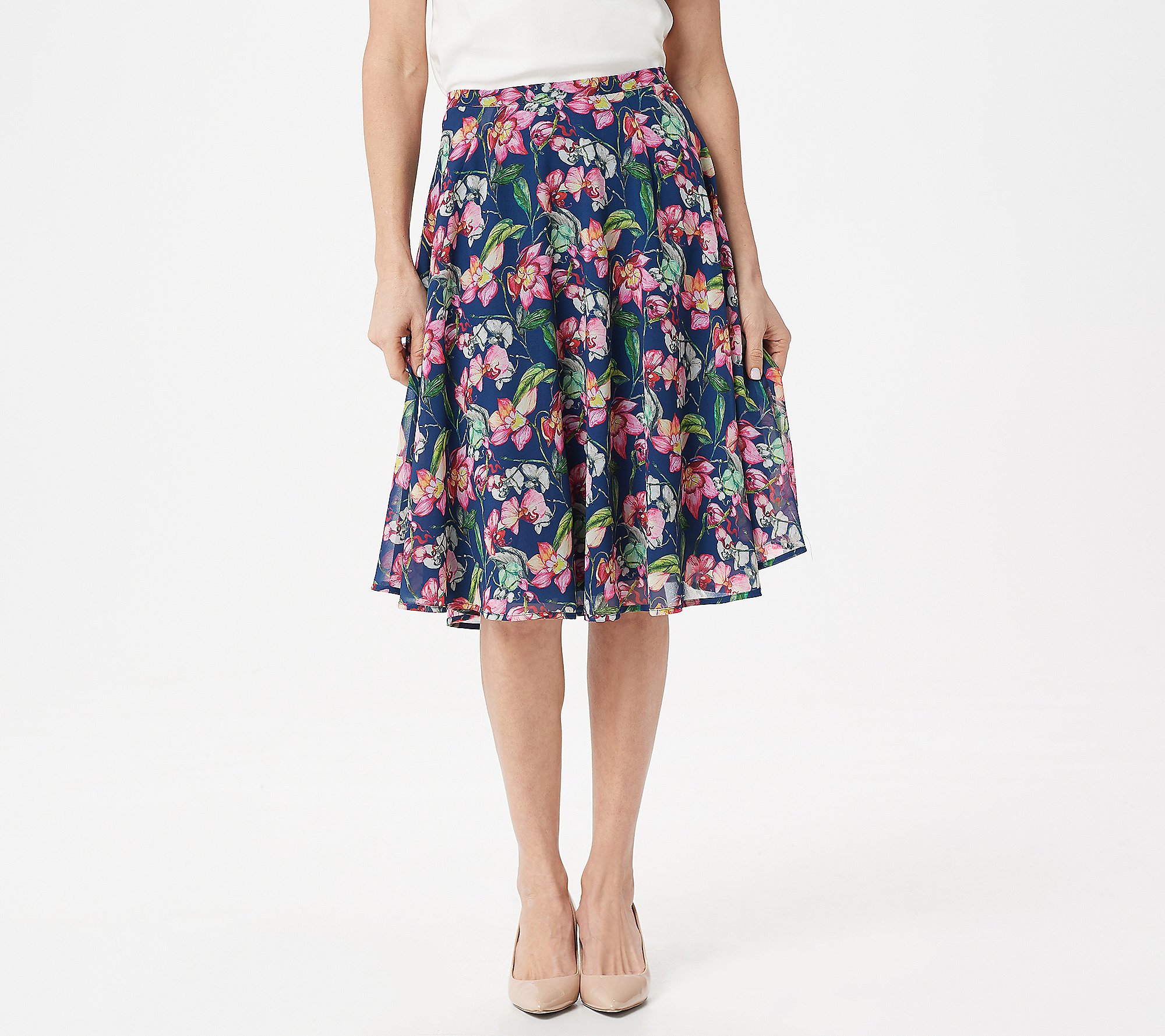 Timeless Floral Pleated Above Knee Skirt Stretch Waist