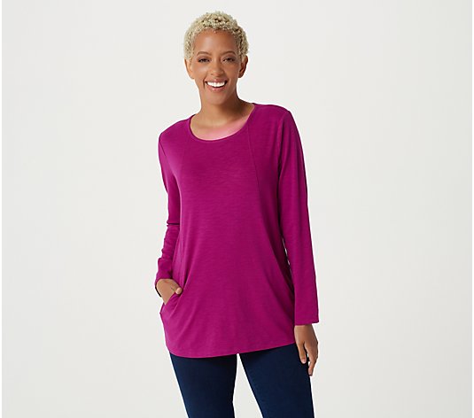 Susan Graver Weekend Textured Cotton Knit Tunic with Pockets