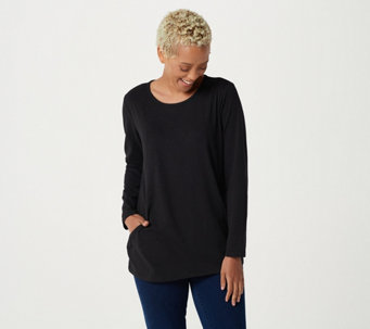 Susan Graver Weekend Textured Cotton Knit Tunic with Pockets - A383139